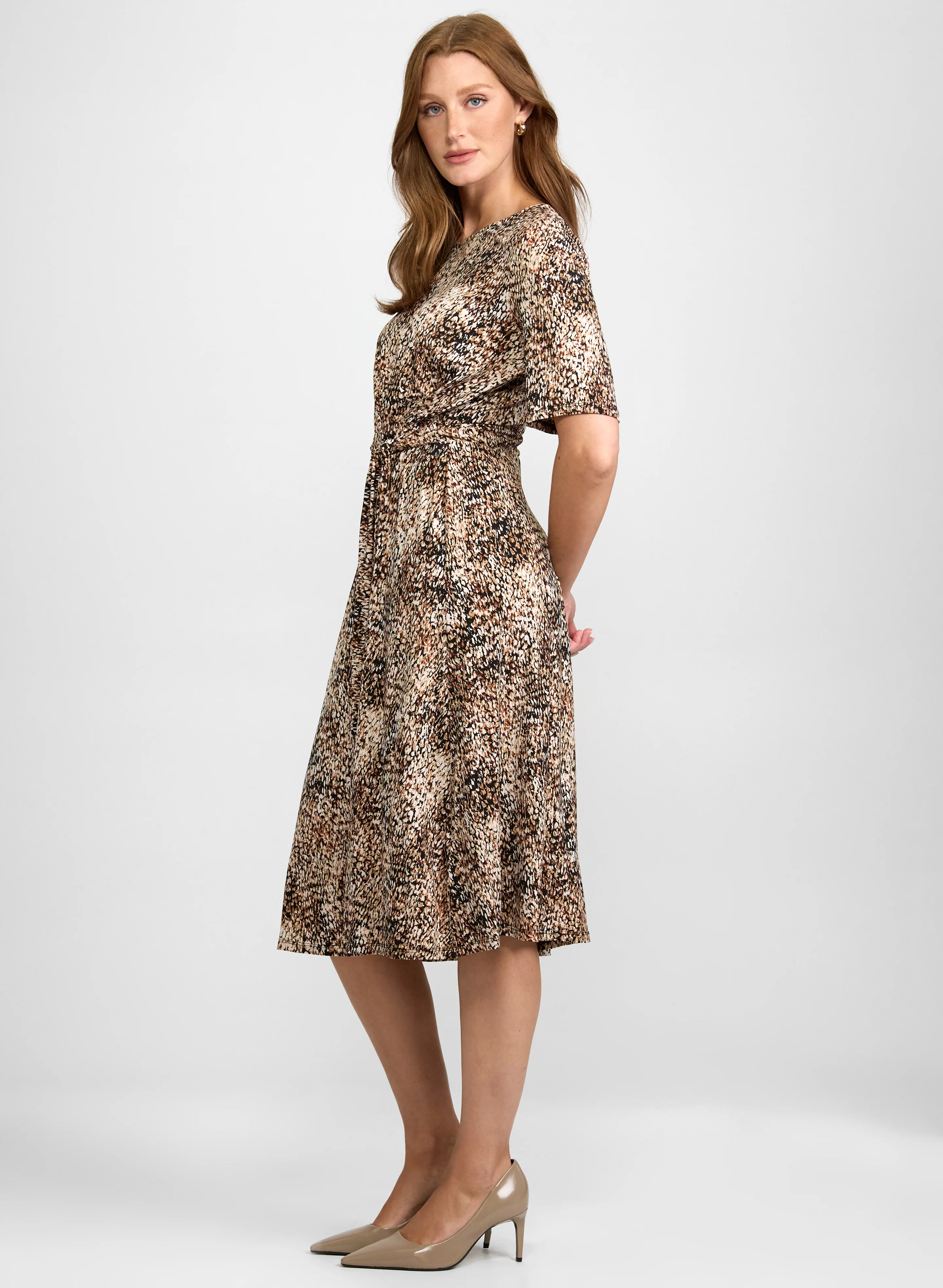 Animal Print Short Sleeve Dress - Image 3