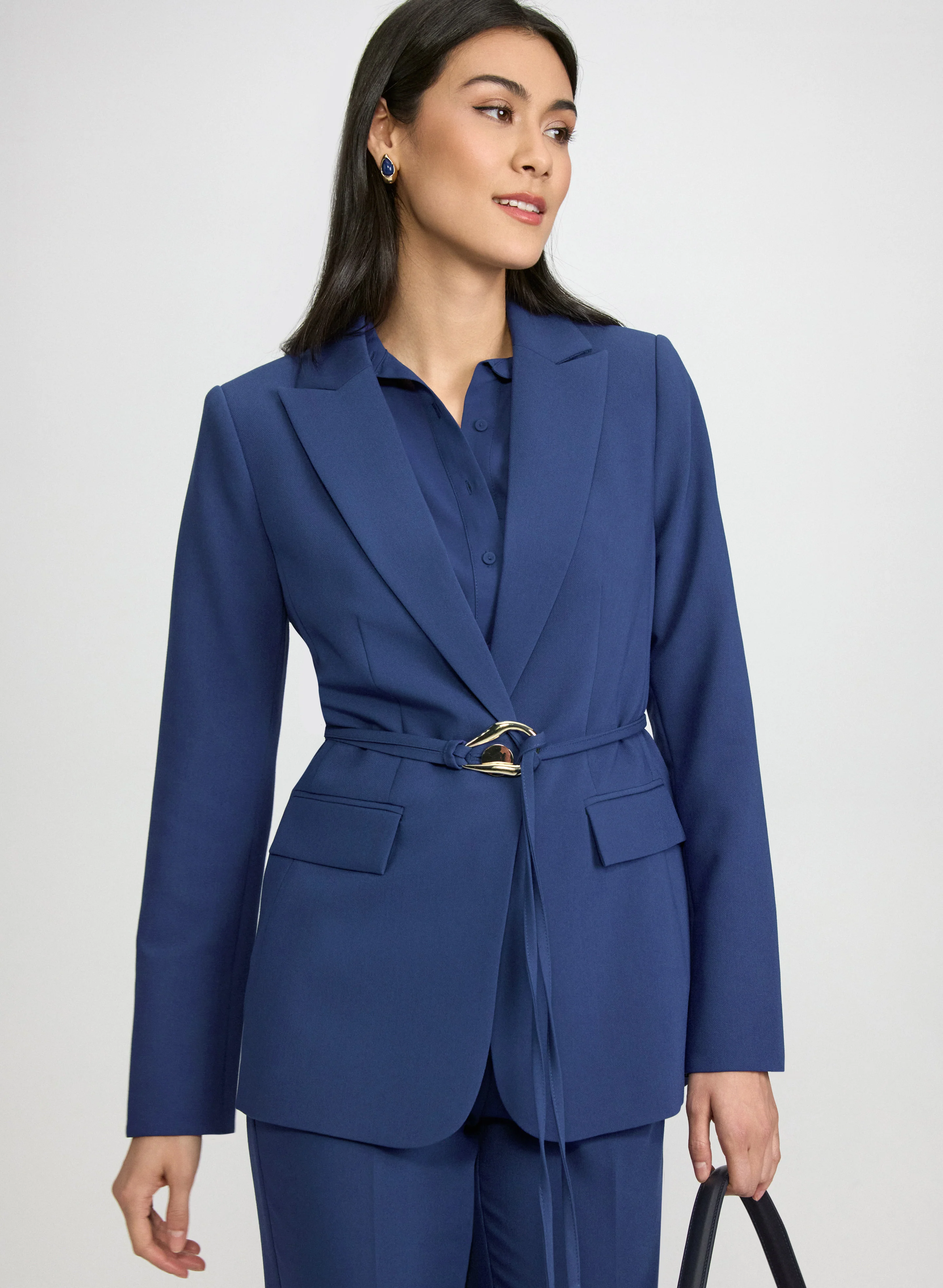 Belted Peaked Lapel Blazer