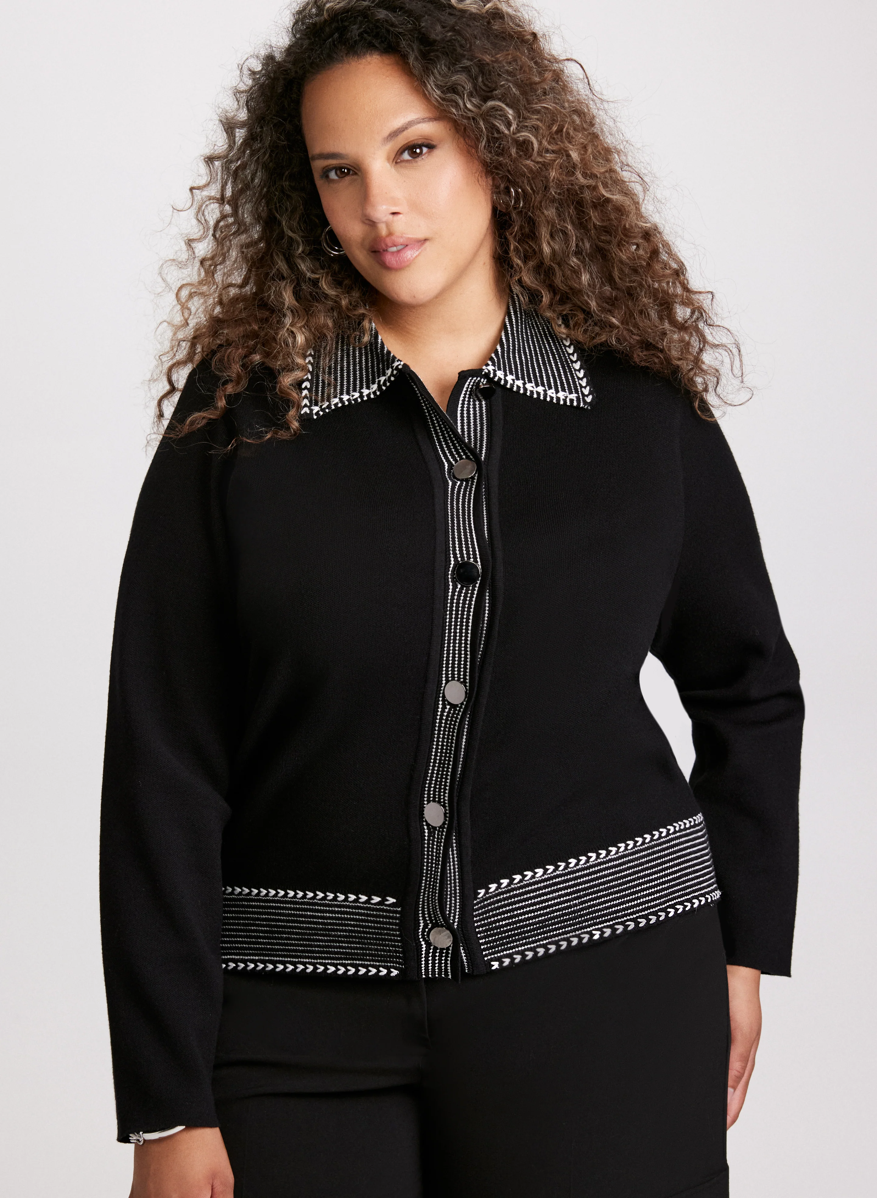 Contrast Trim Polo Sweater - Image 2