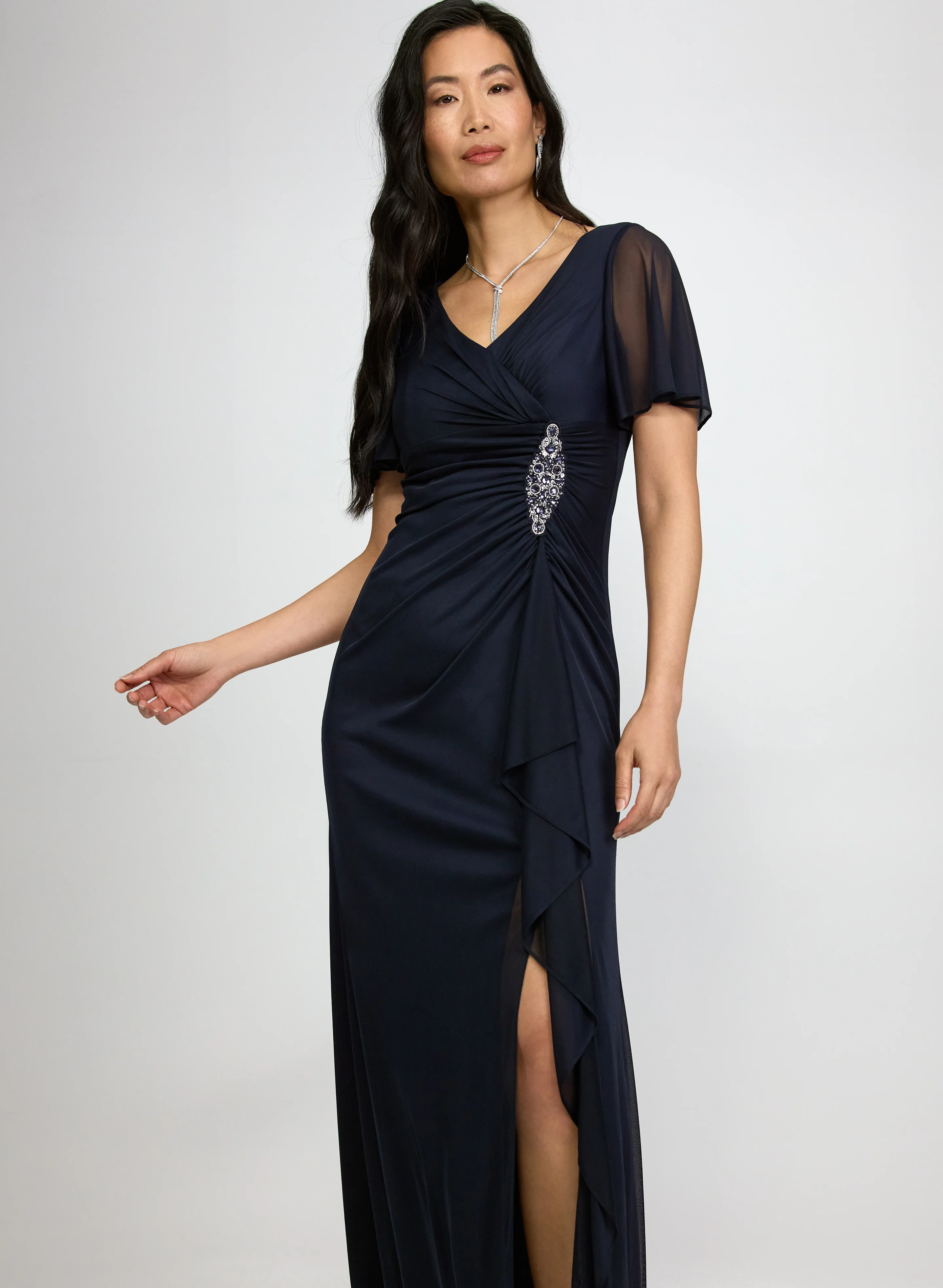 Cascading Brooch Embellished Dress - Image 5