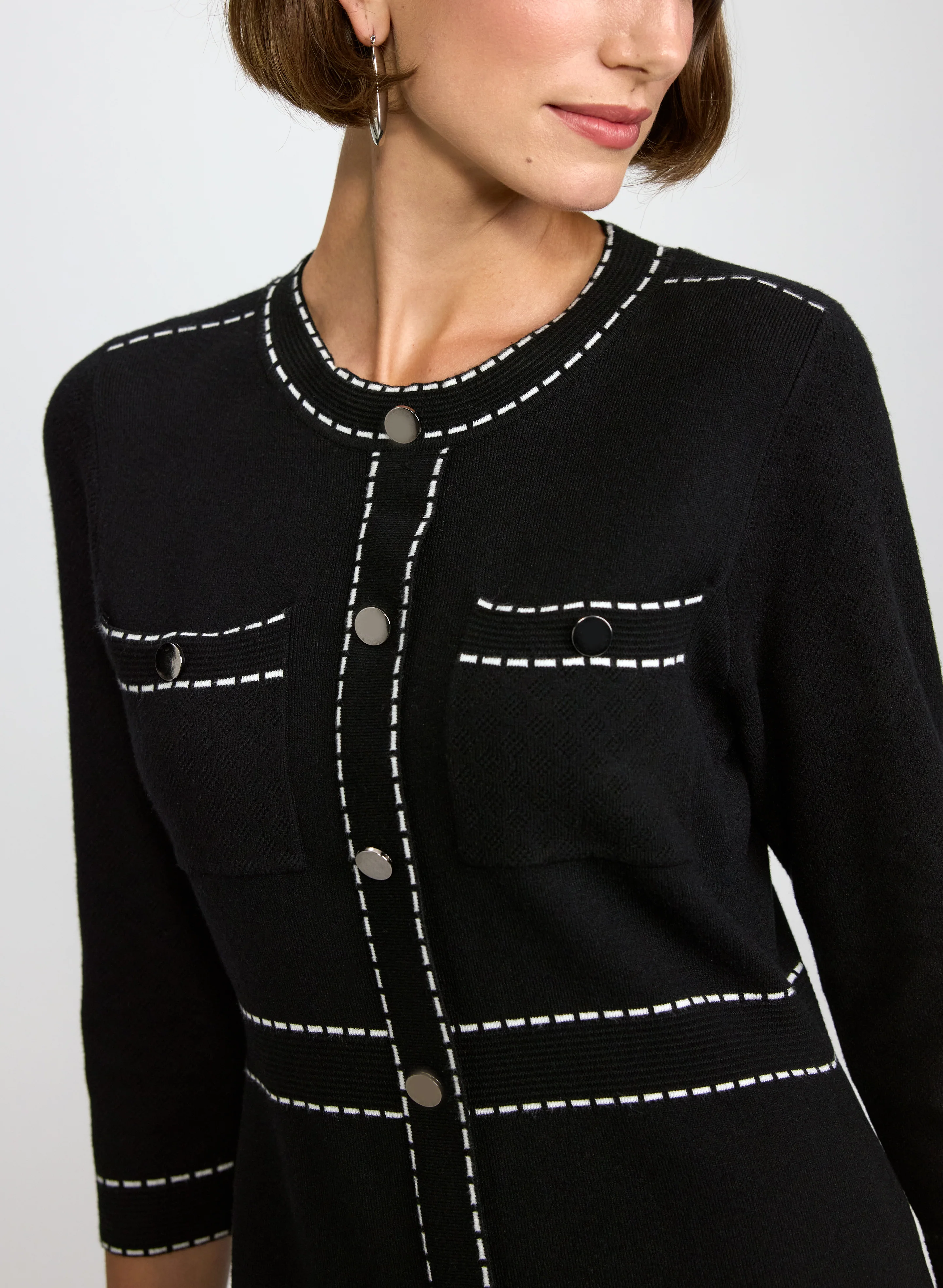 Contrast Stitch Sweater Dress - Image 3