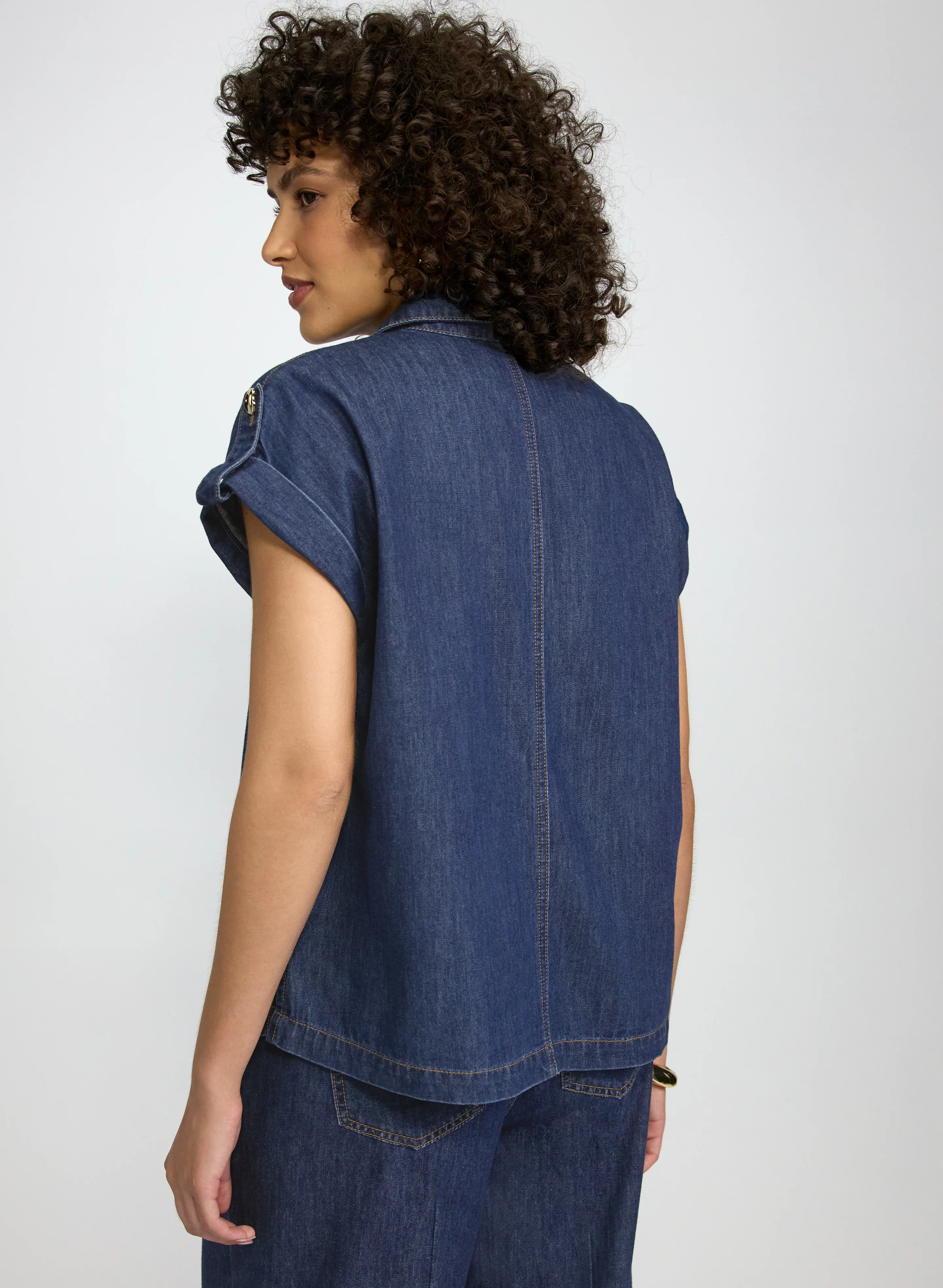 Denim Button-Down Blouse - Image 5