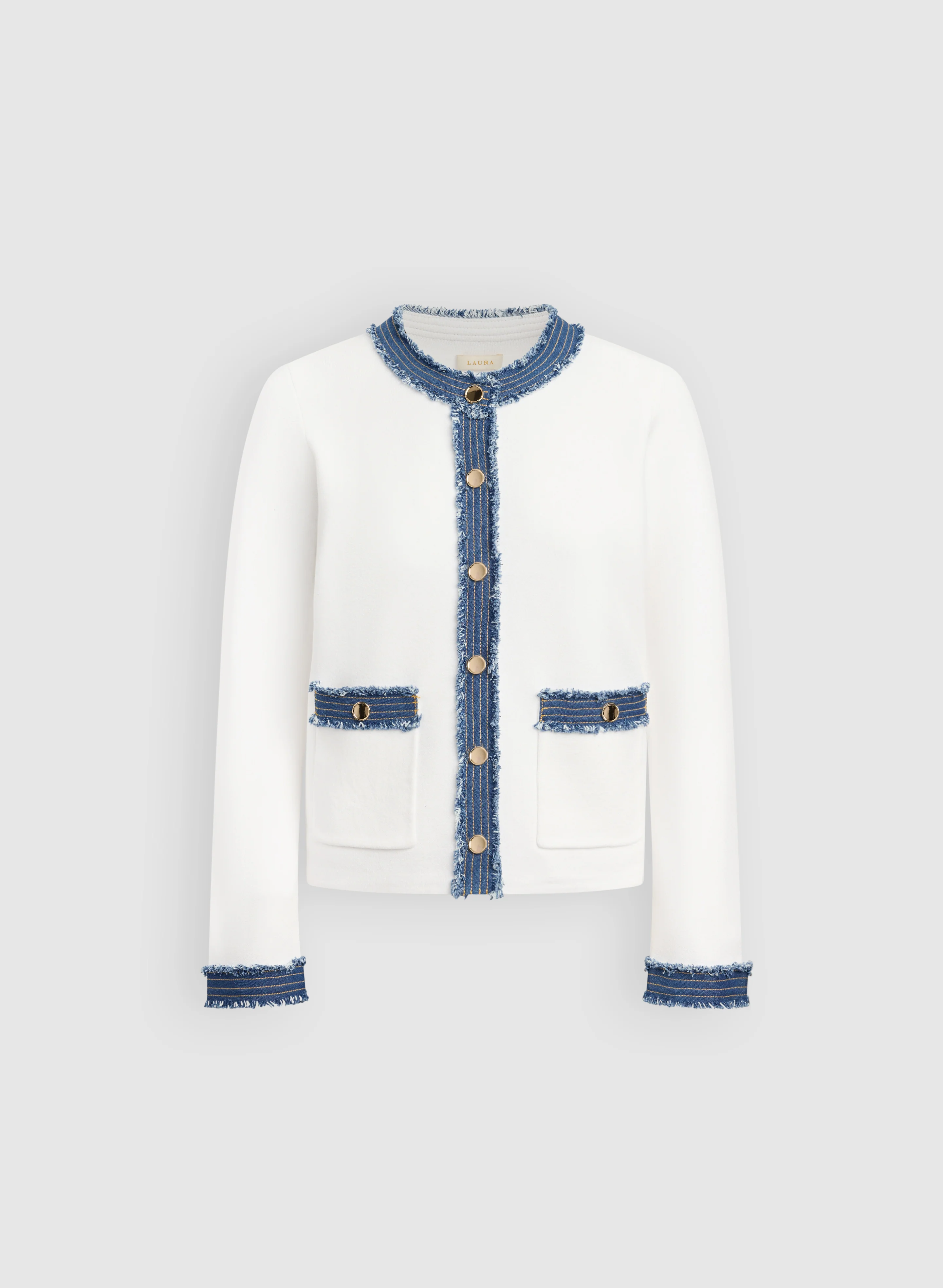 Denim Trim Cardigan - Image 7