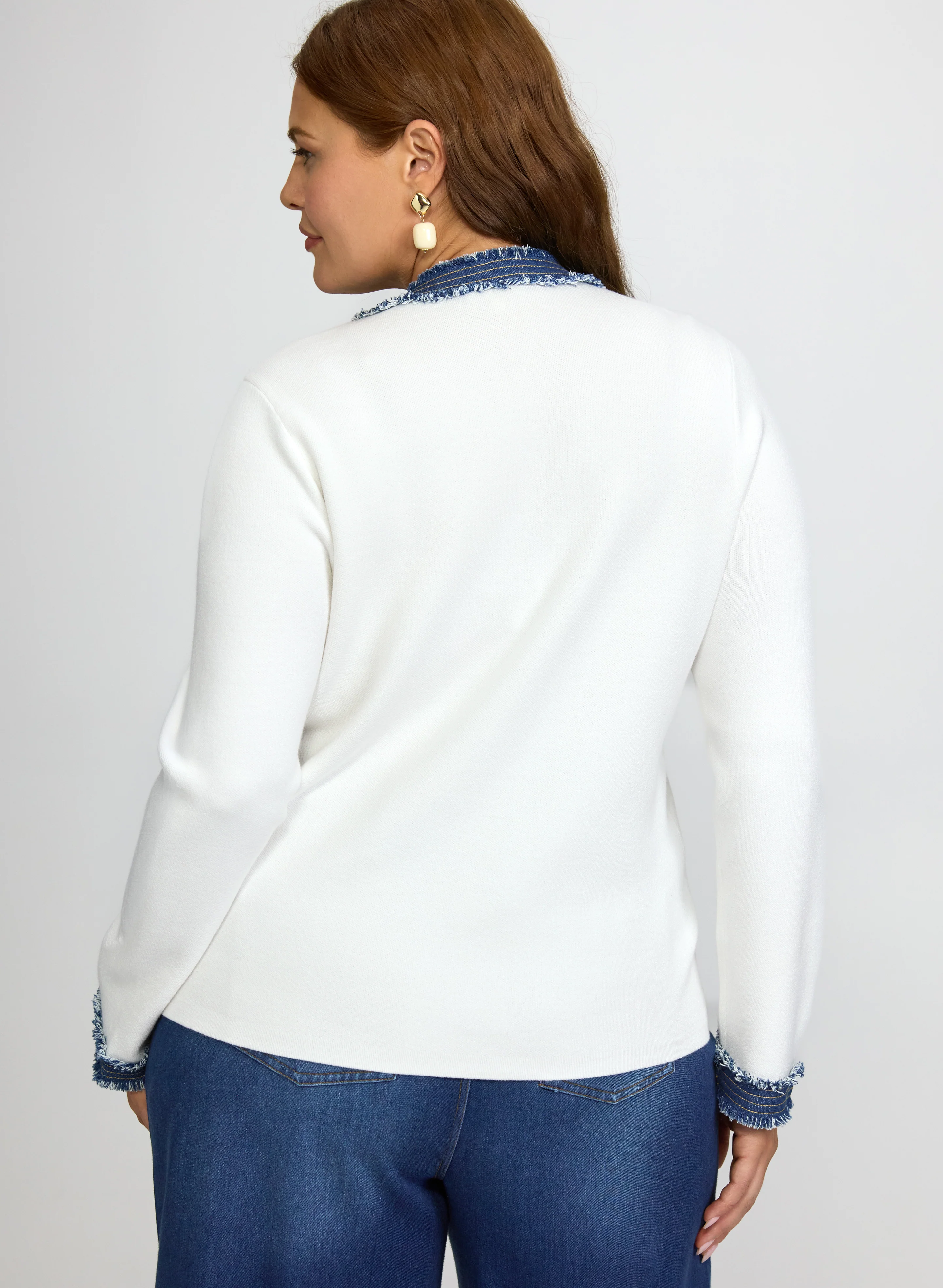 Denim Trim Cardigan - Image 5