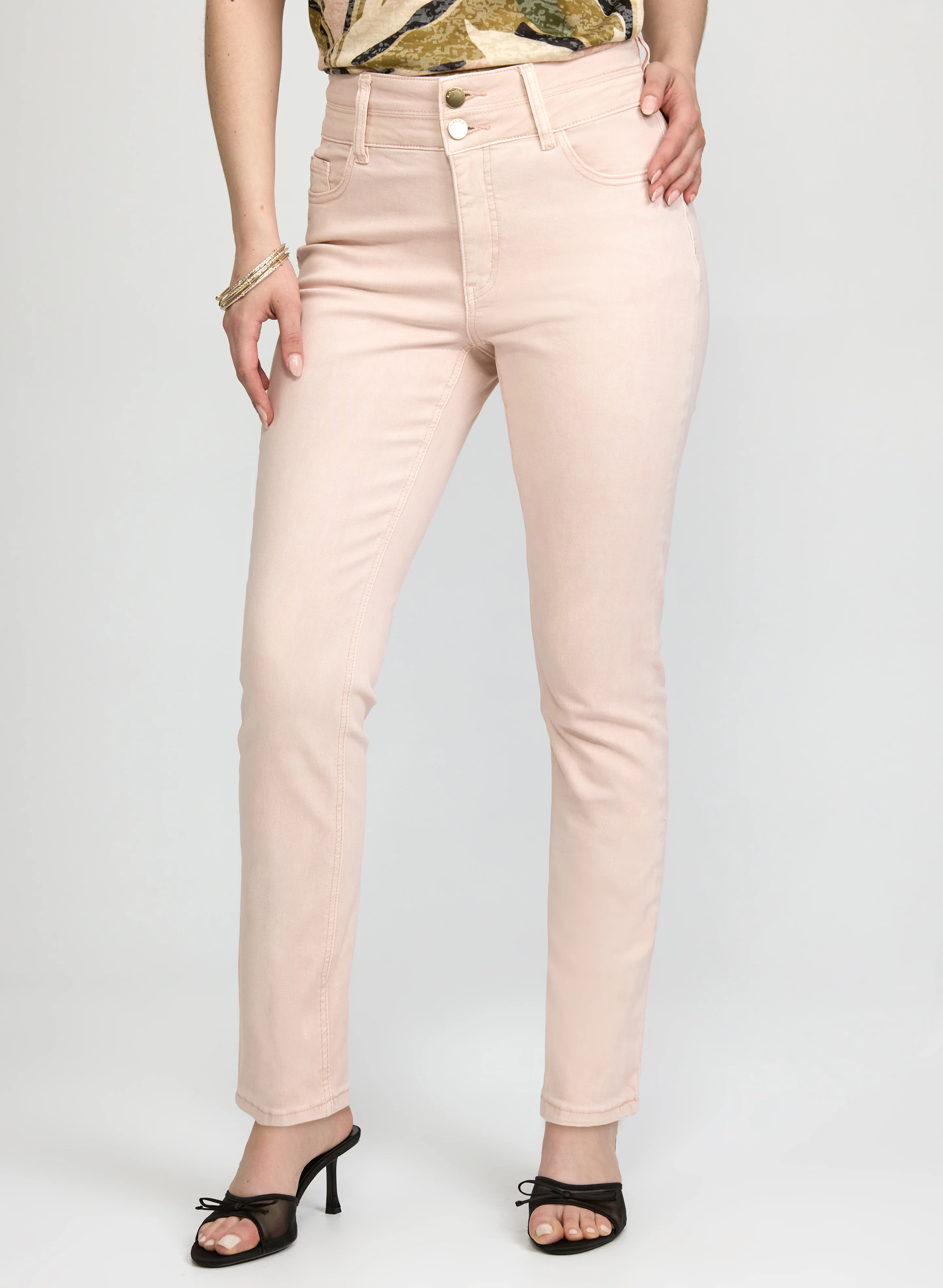 Double-Button Slim-Leg Jeans