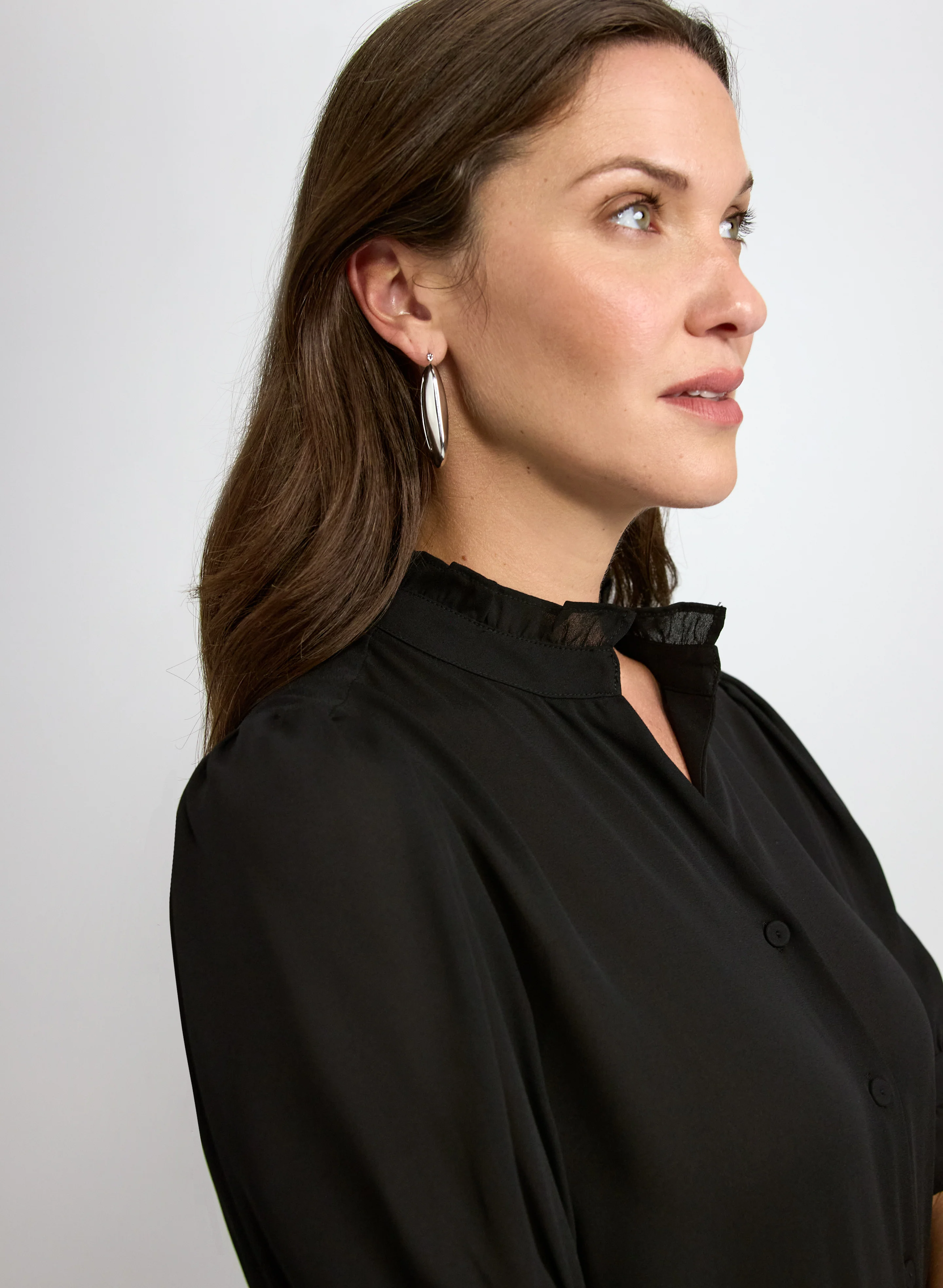 Elbow Sleeve Crepe Blouse - Image 2