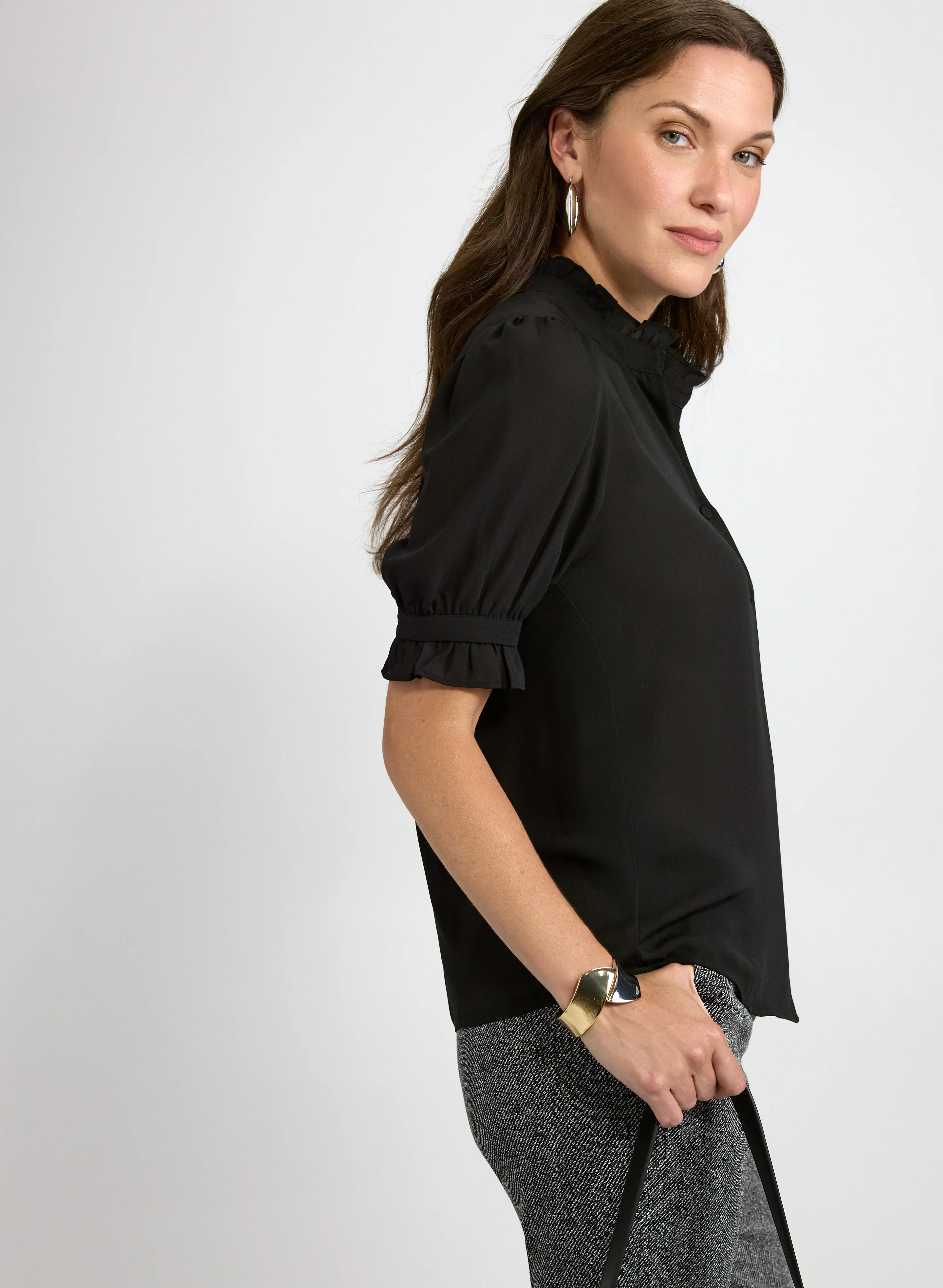 Elbow Sleeve Crepe Blouse - Image 4