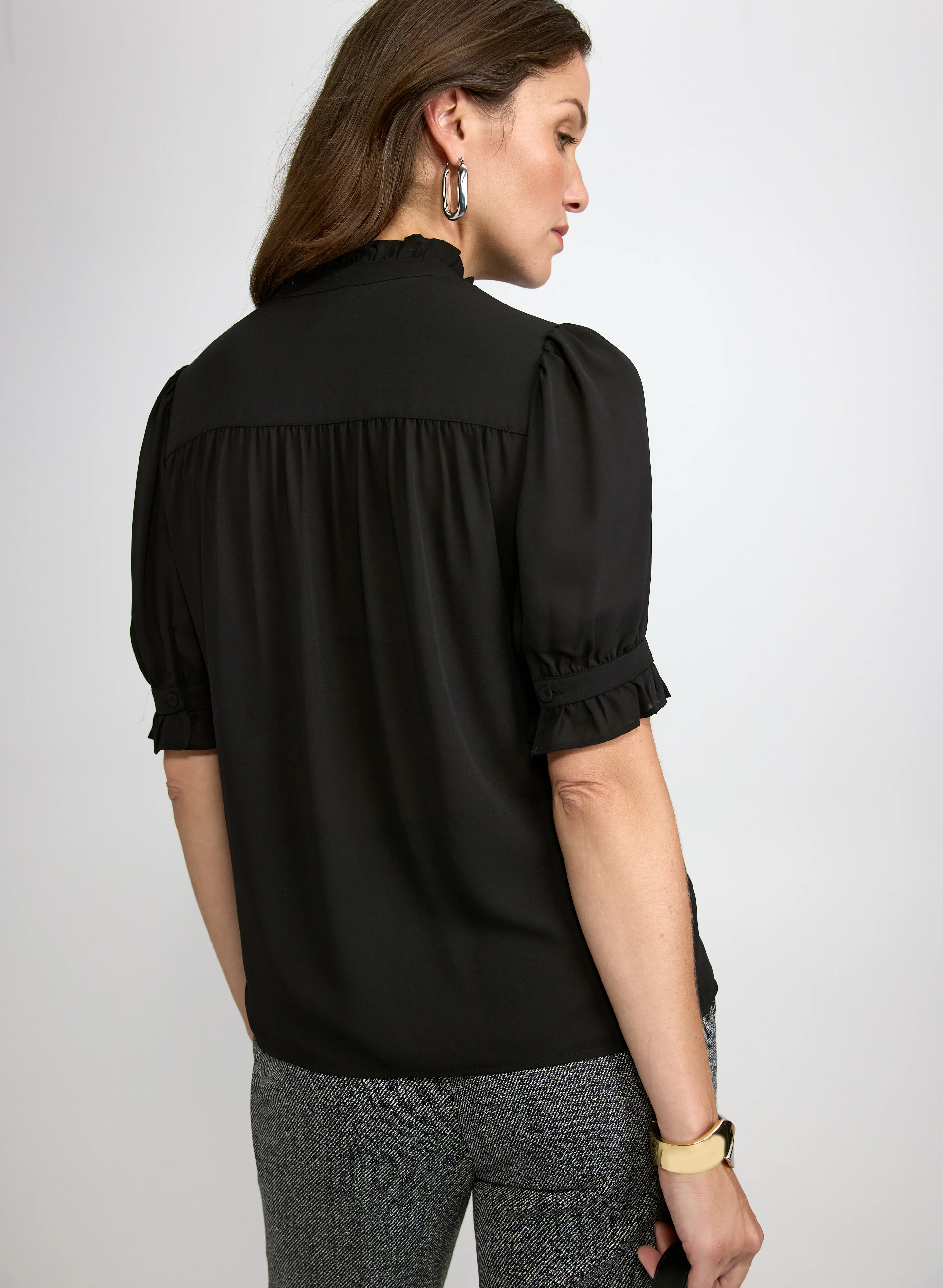 Elbow Sleeve Crepe Blouse - Image 5