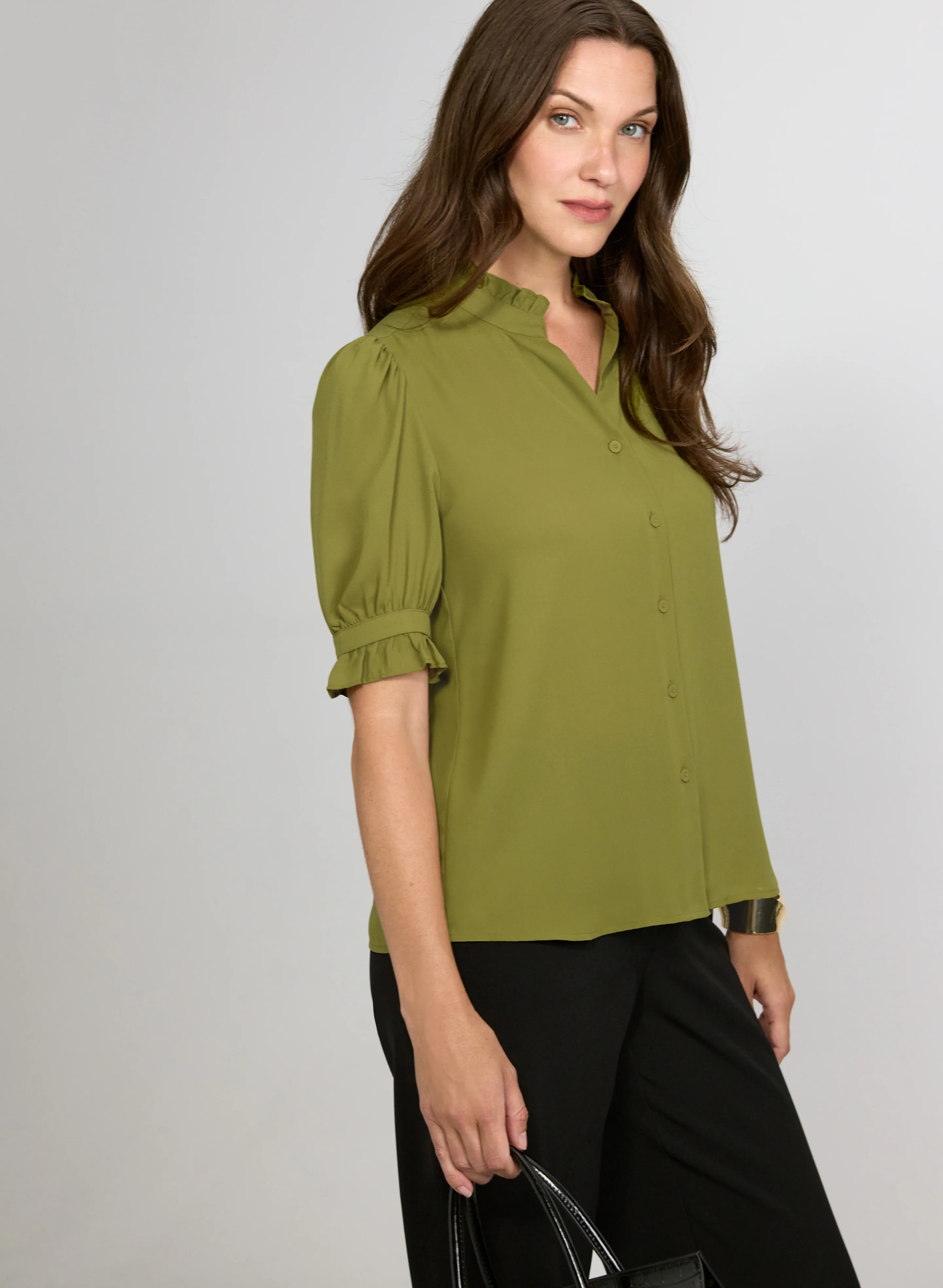 Elbow Sleeve Crepe Blouse - Image 2