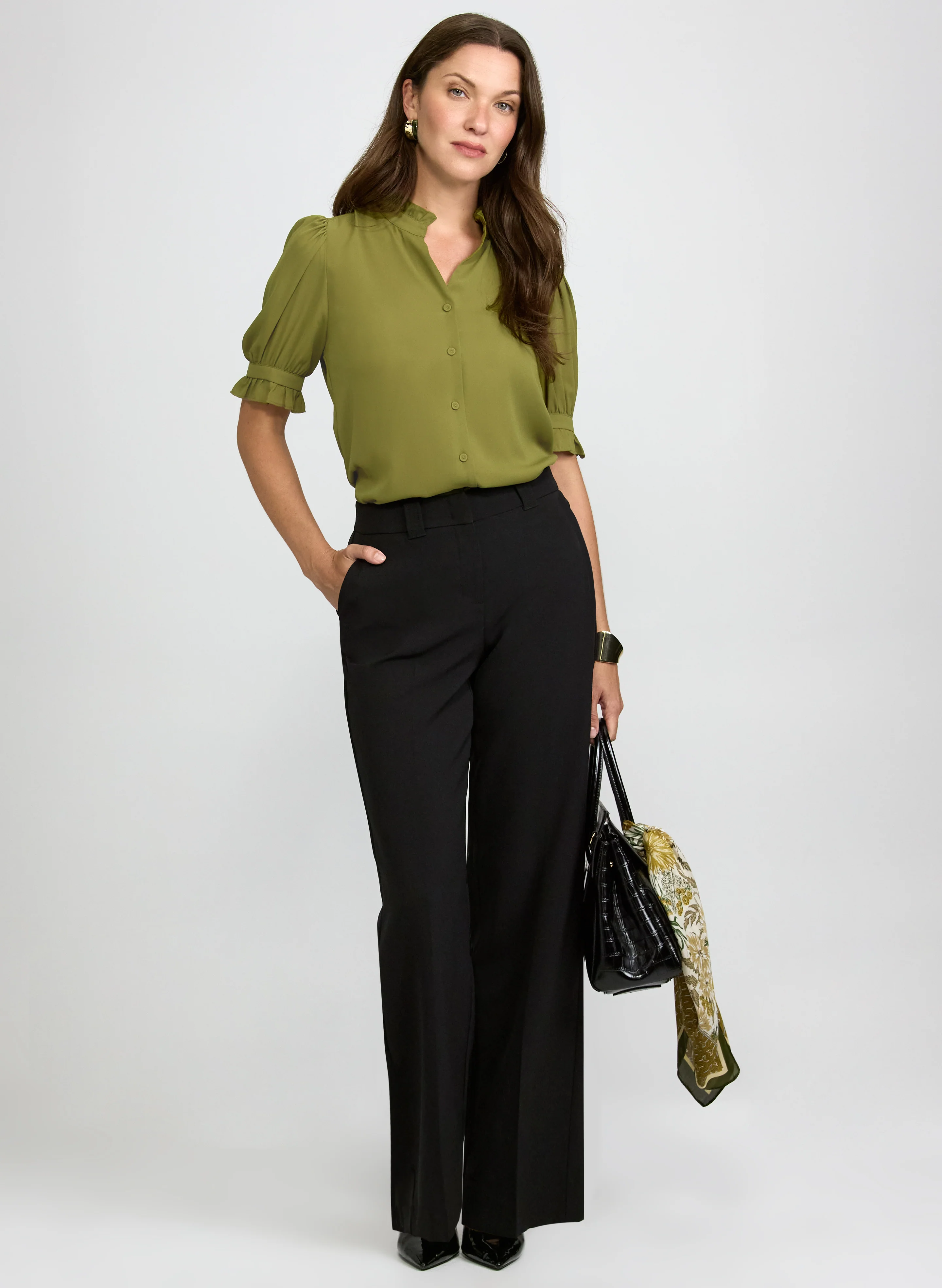 Elbow Sleeve Crepe Blouse - Image 3