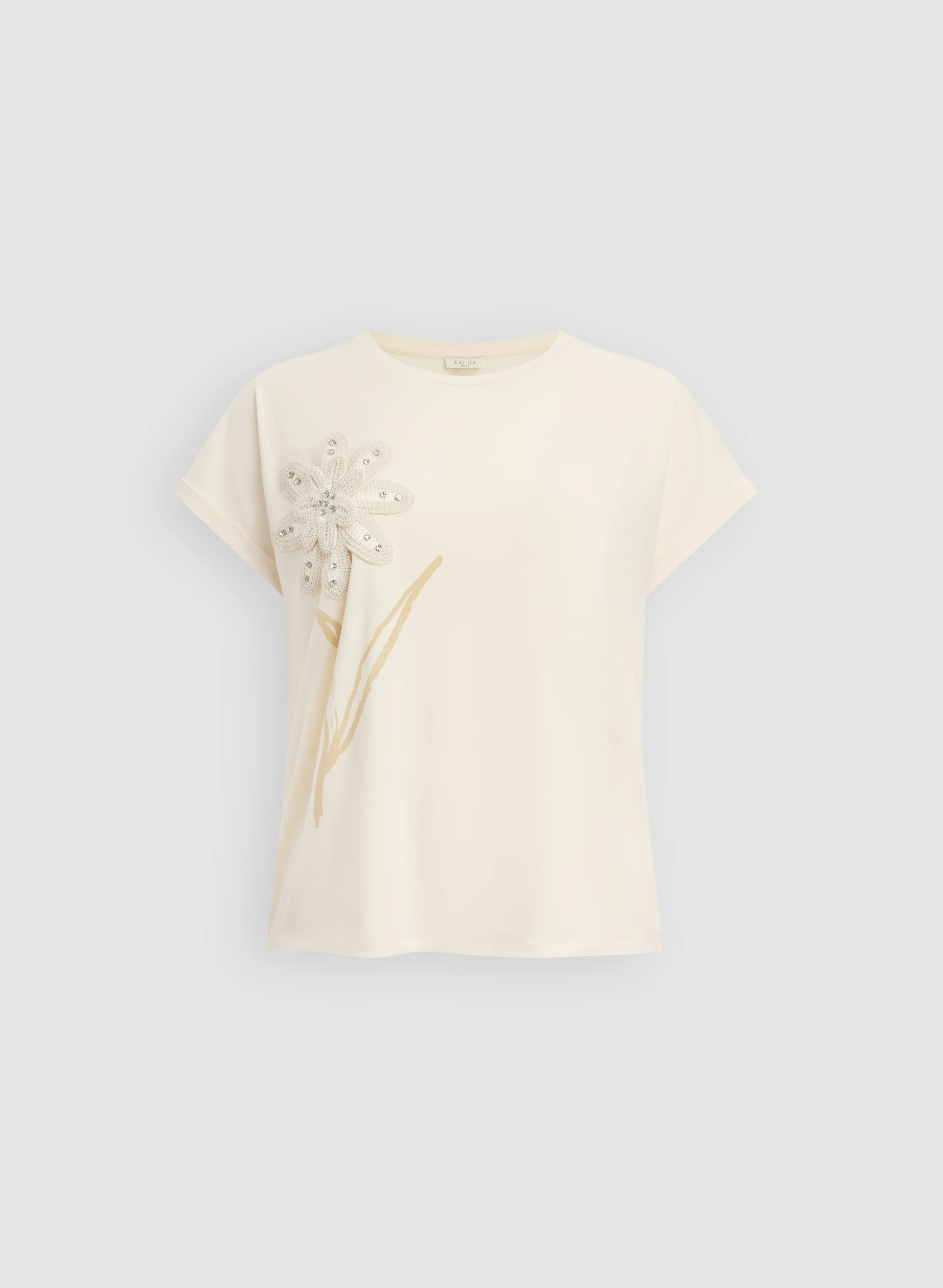 Floral Macrame Applique T-Shirt - Image 6