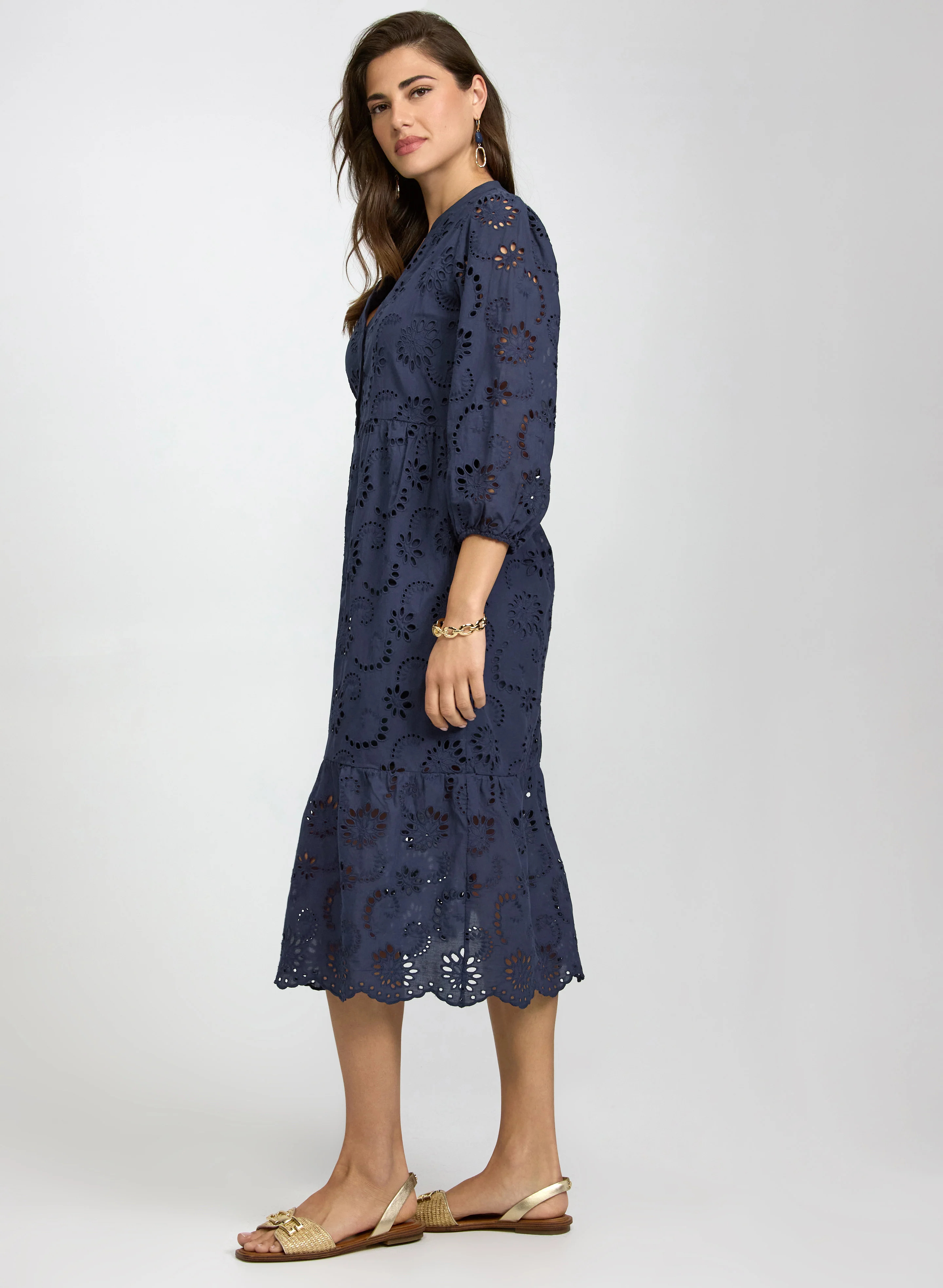 Embroidered Button-Down Midi Dress - Image 2