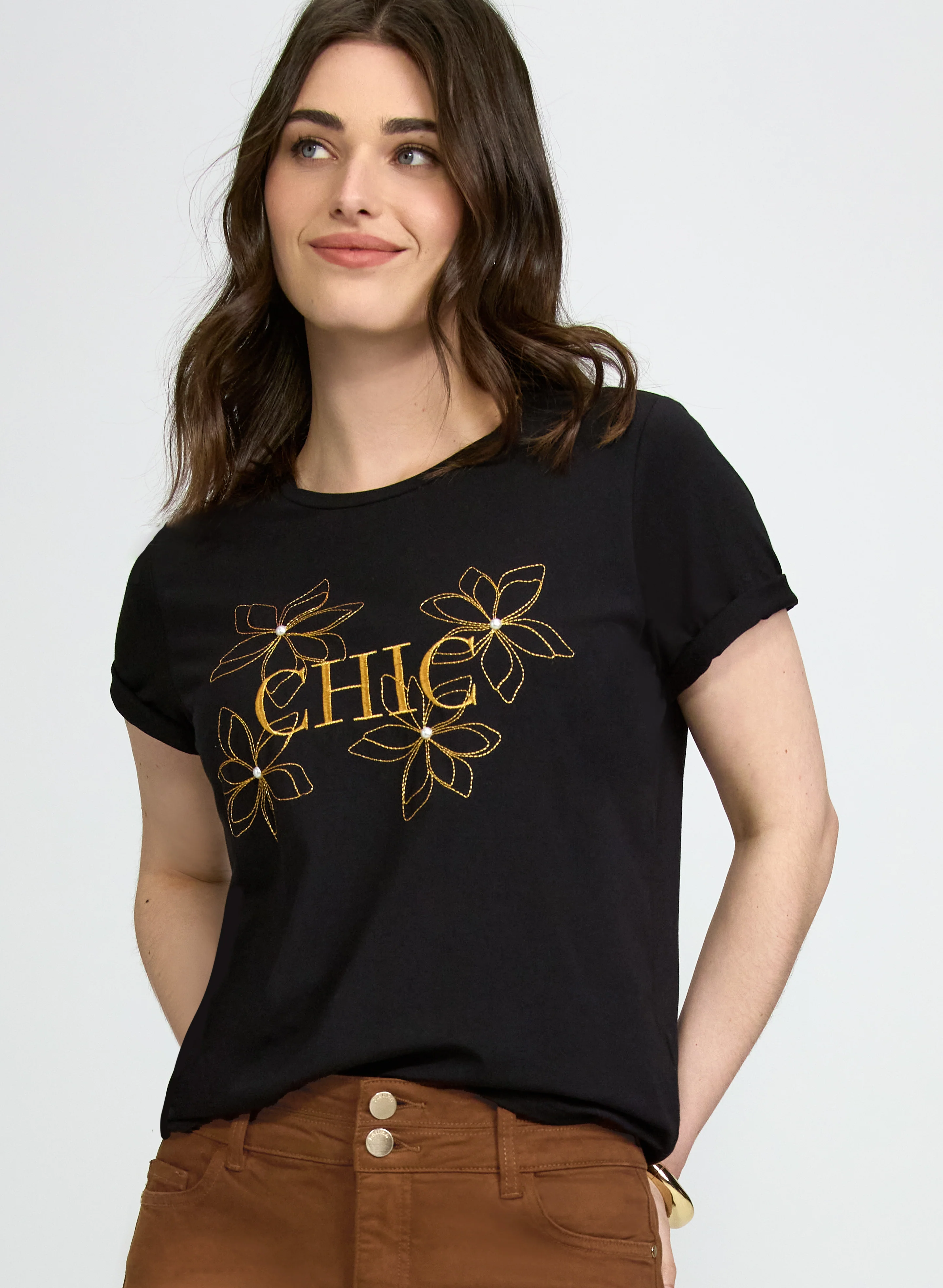 Embroidered 'Chic' T-Shirt