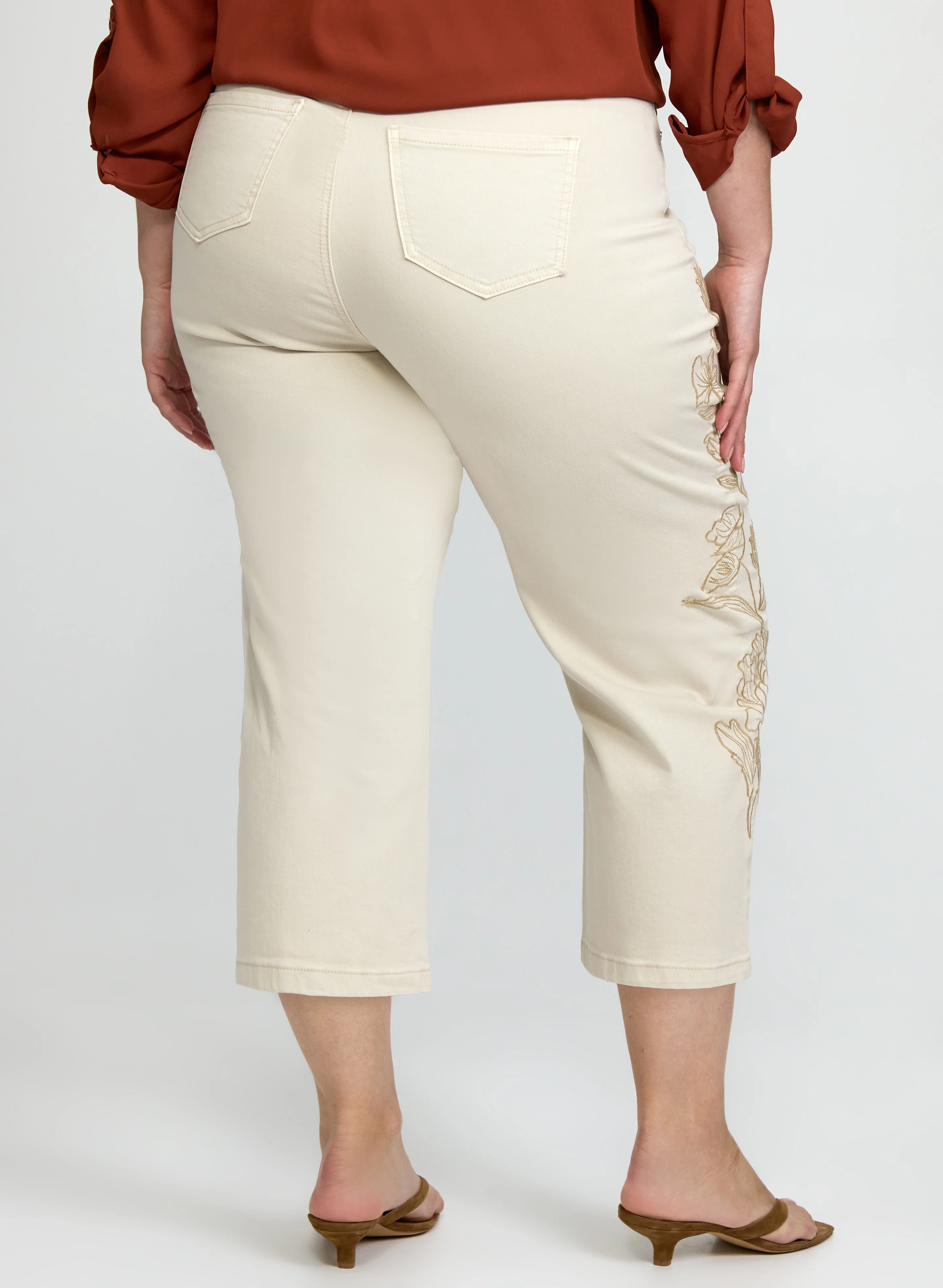 Embroidered Denim Capris - Image 5