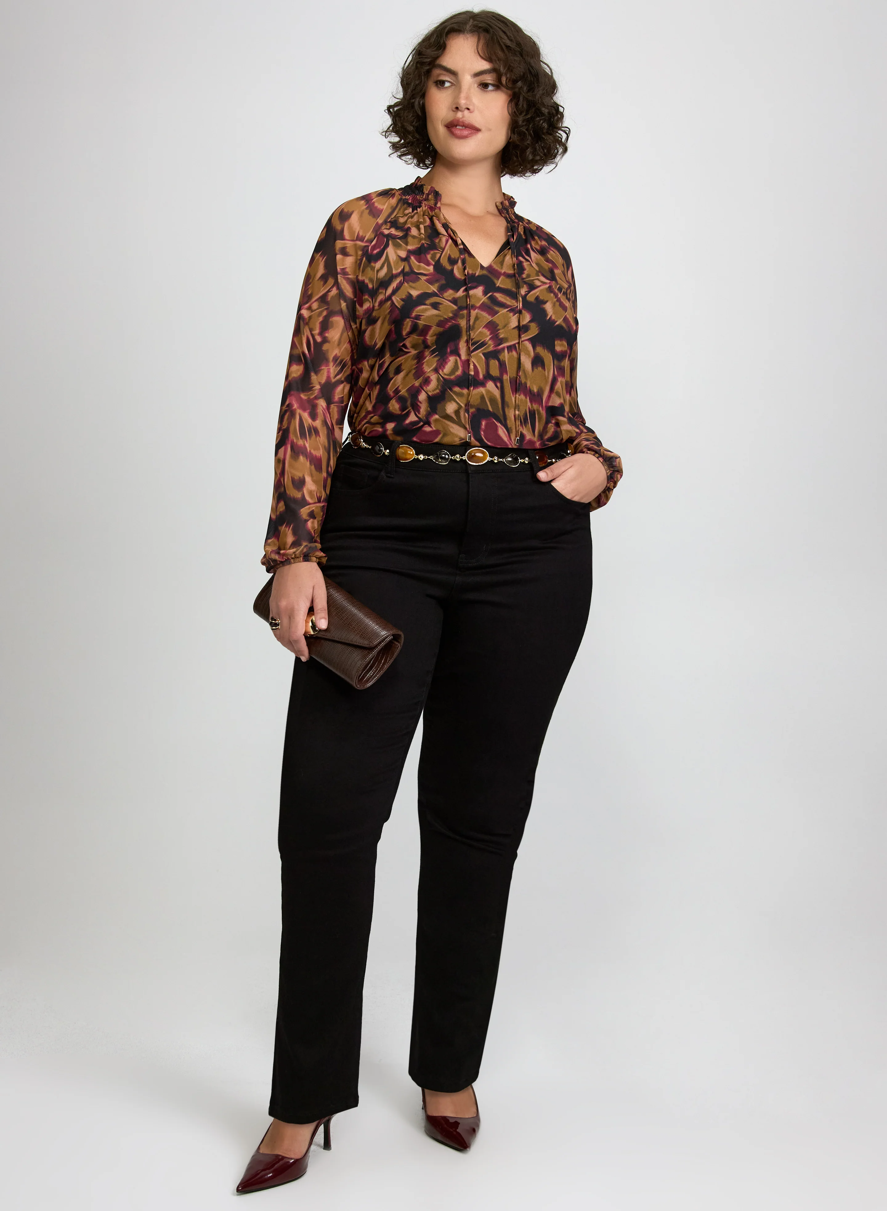 Feather Print Mesh Top - Image 2