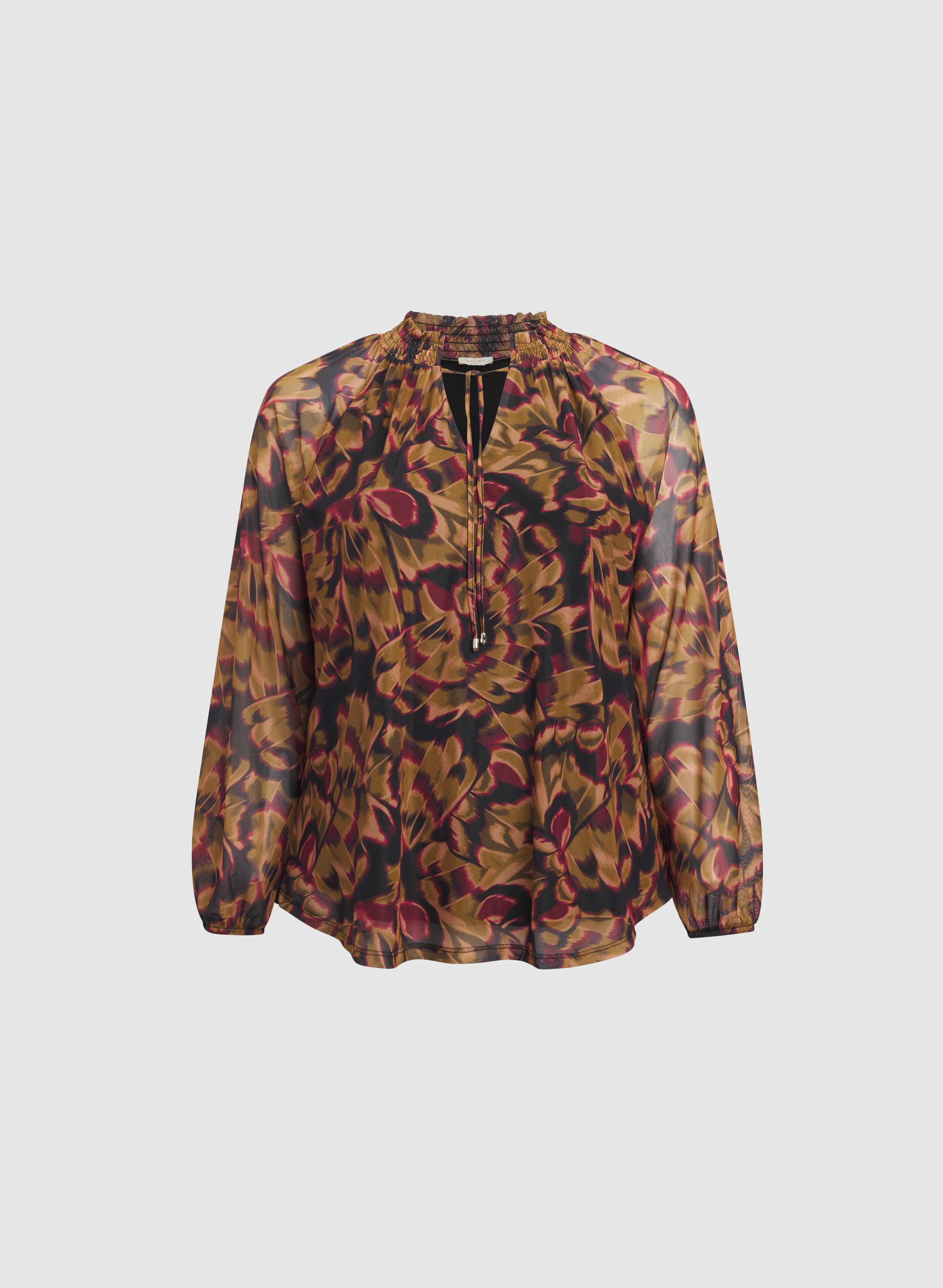Feather Print Mesh Top - Image 5