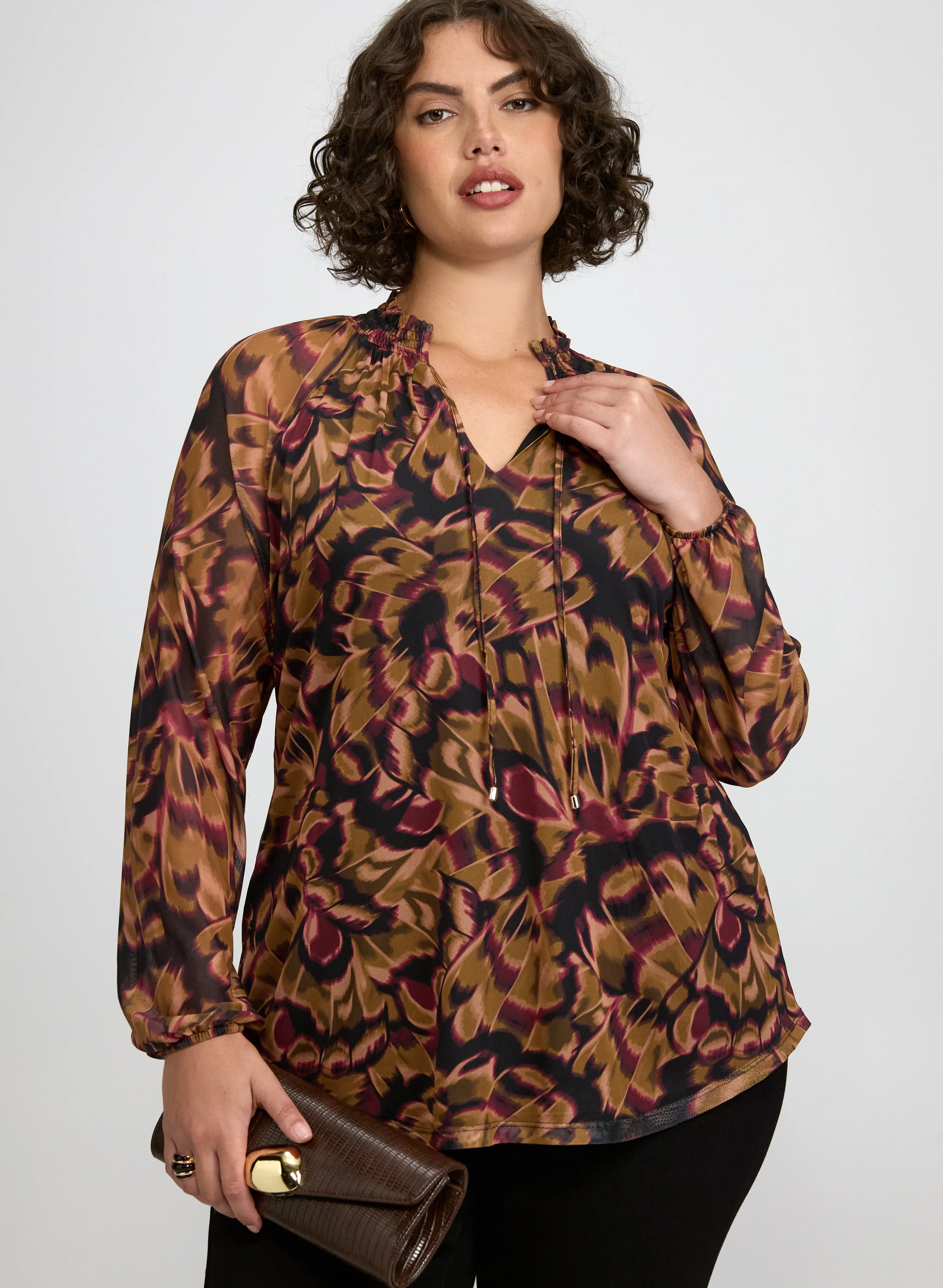 Feather Print Mesh Top - Image 7