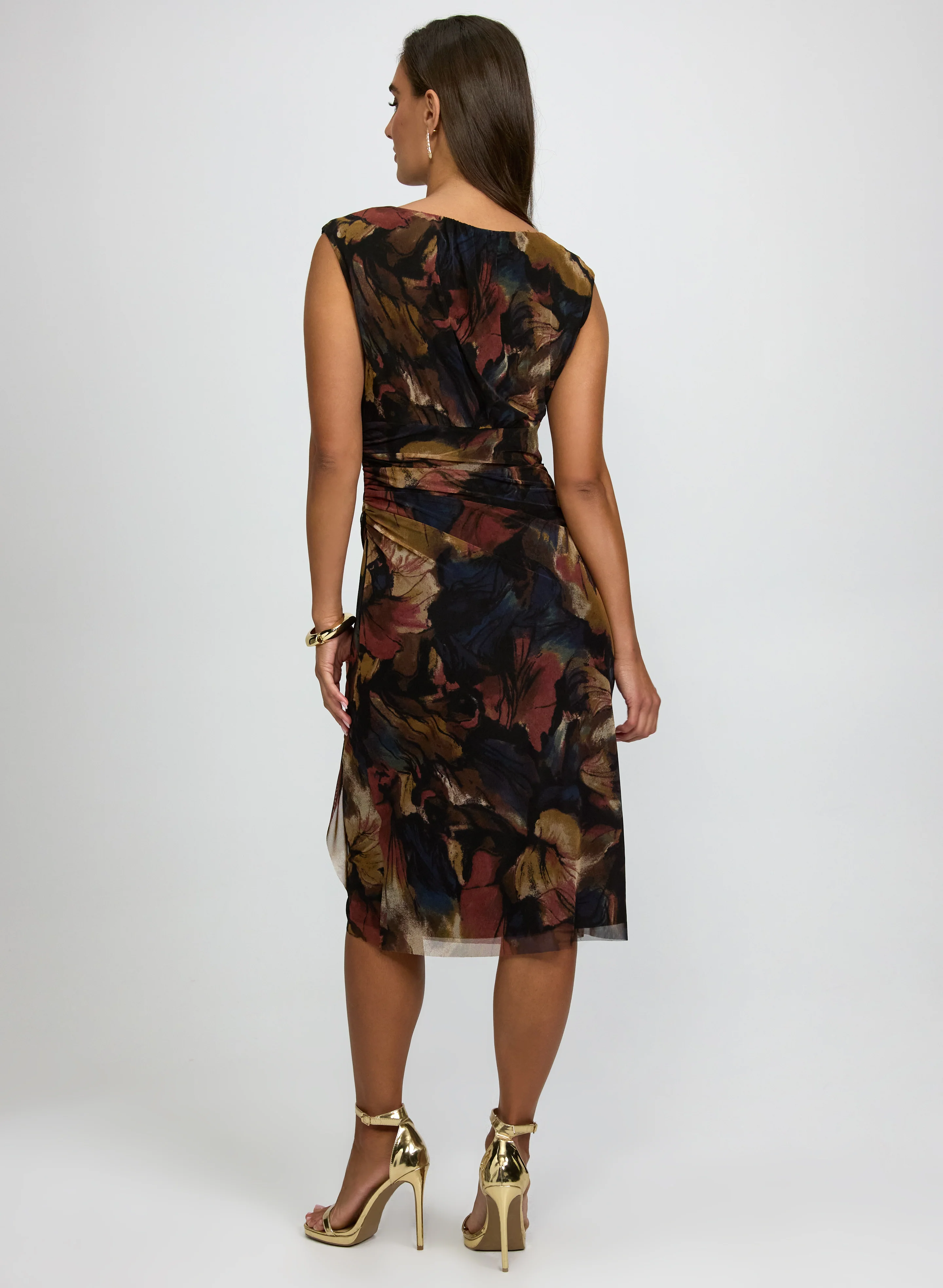 Fitted Mesh Midi Dress - Image 3