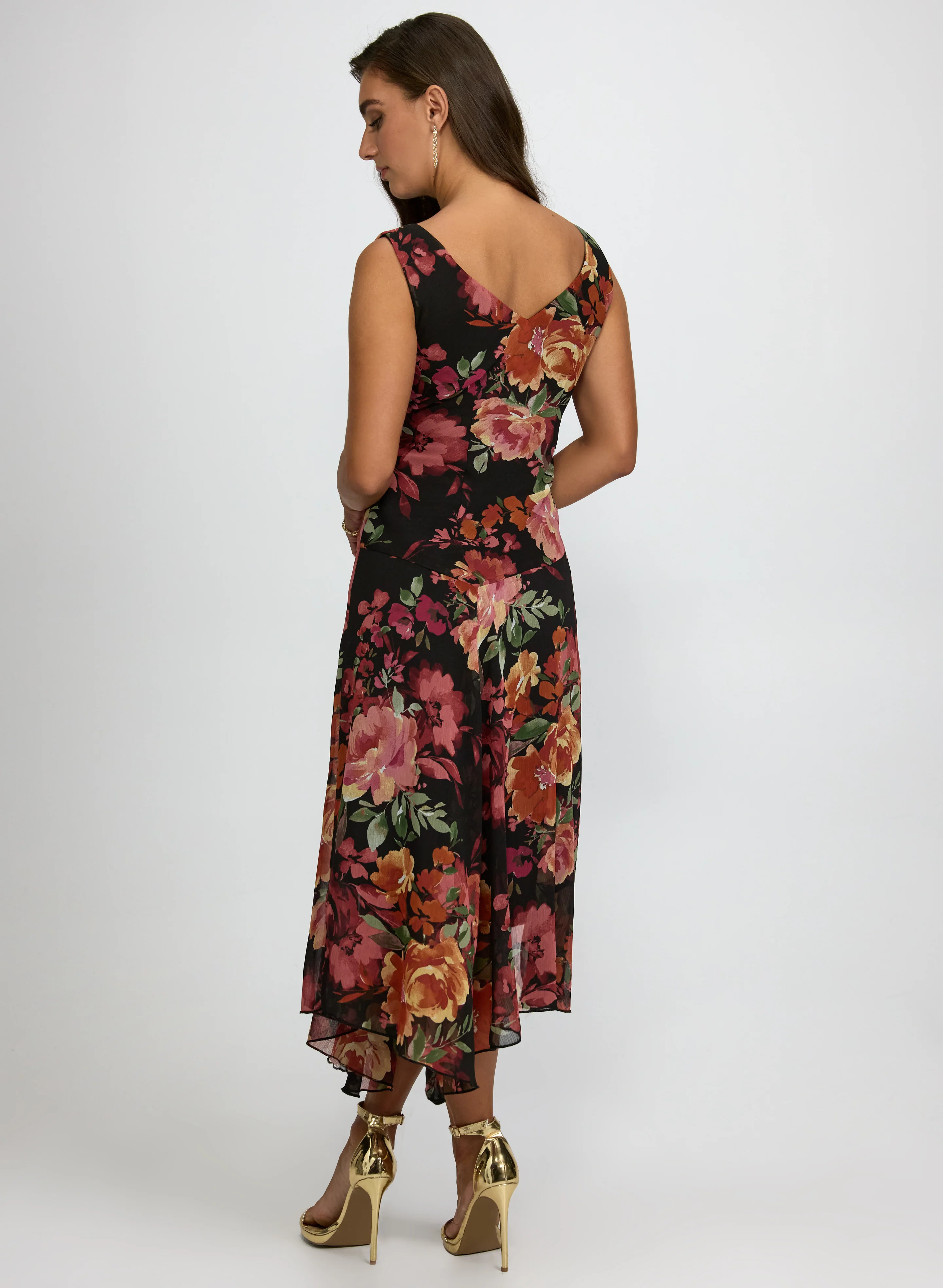 Floral Chiffon Midi Dress - Image 3