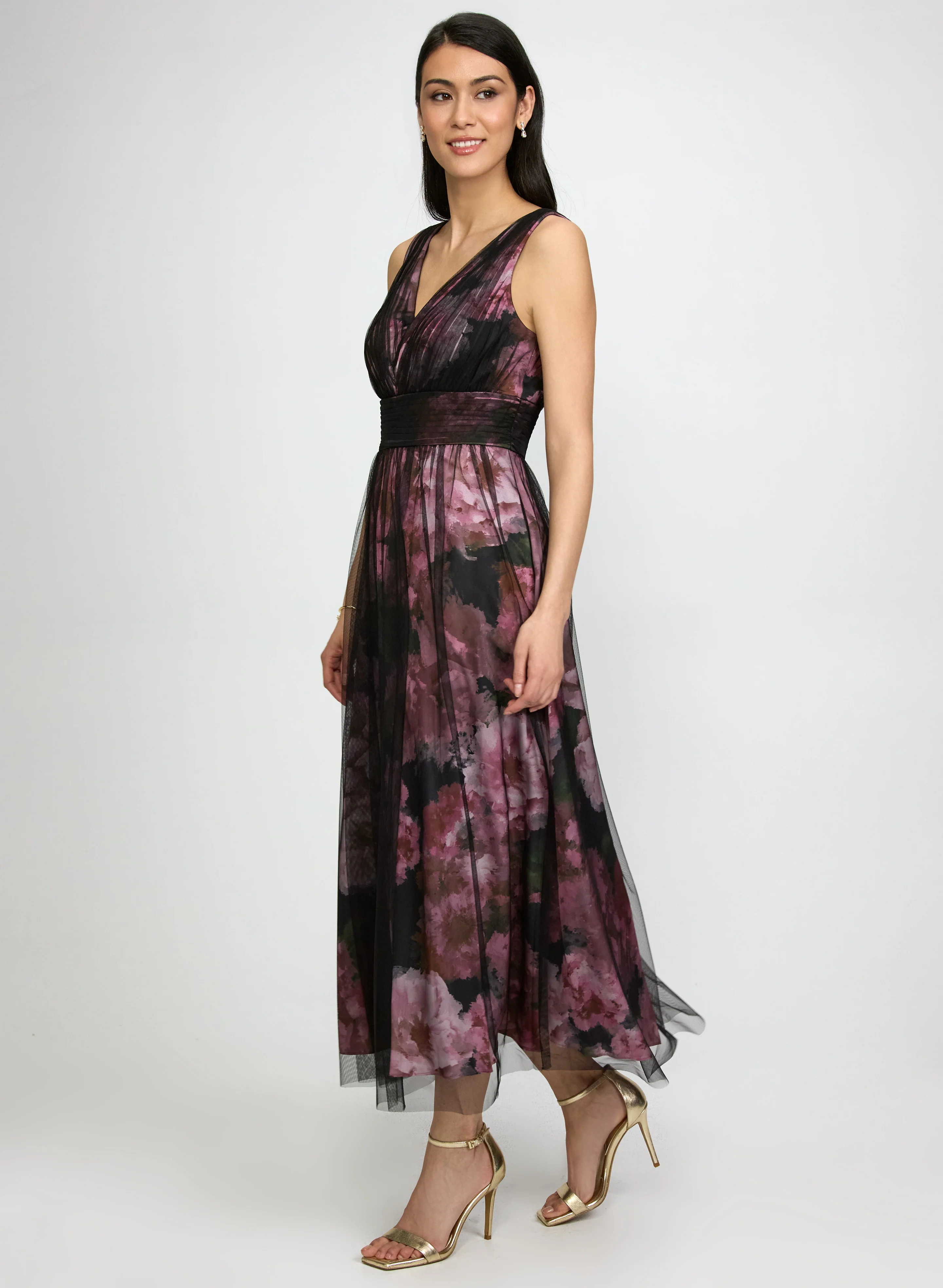 Floral Mesh Overlay Dress - Image 2