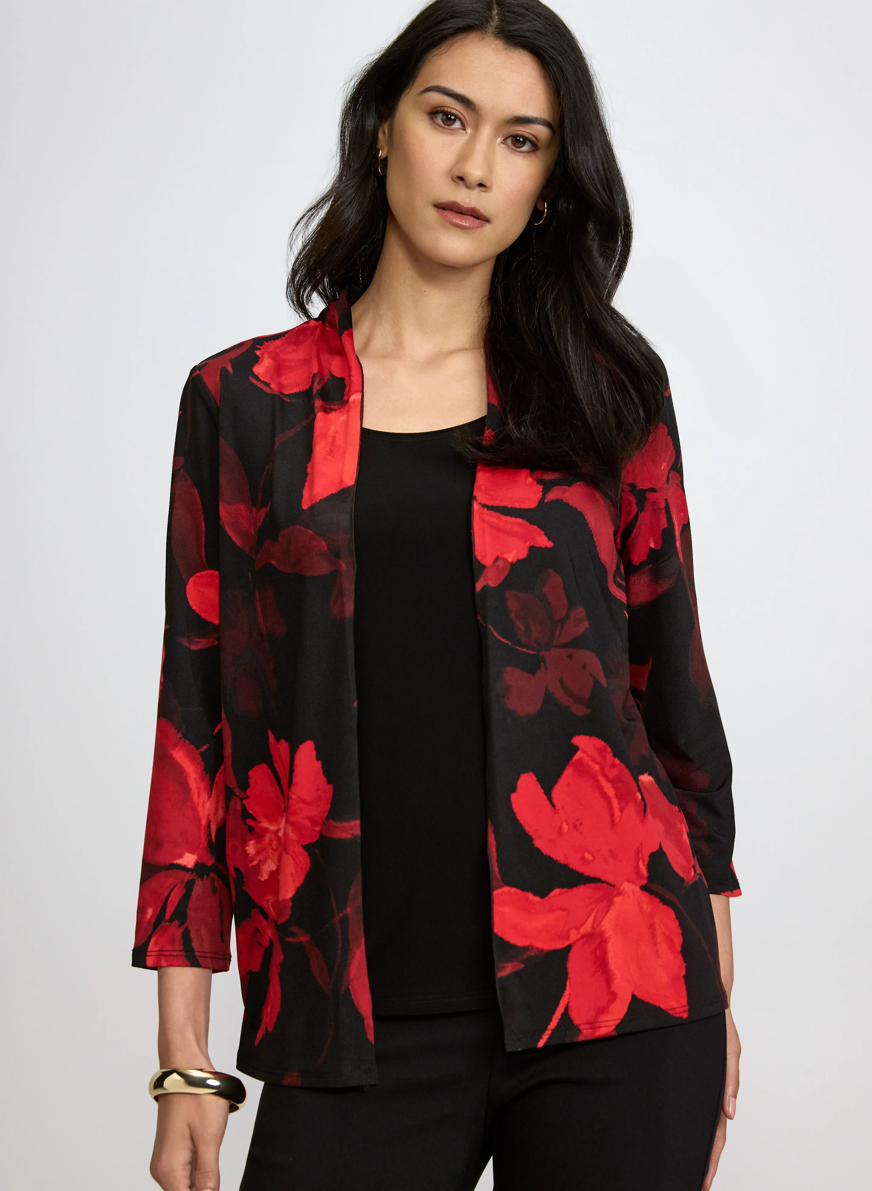 Floral & Solid Jersey Illusion Top
