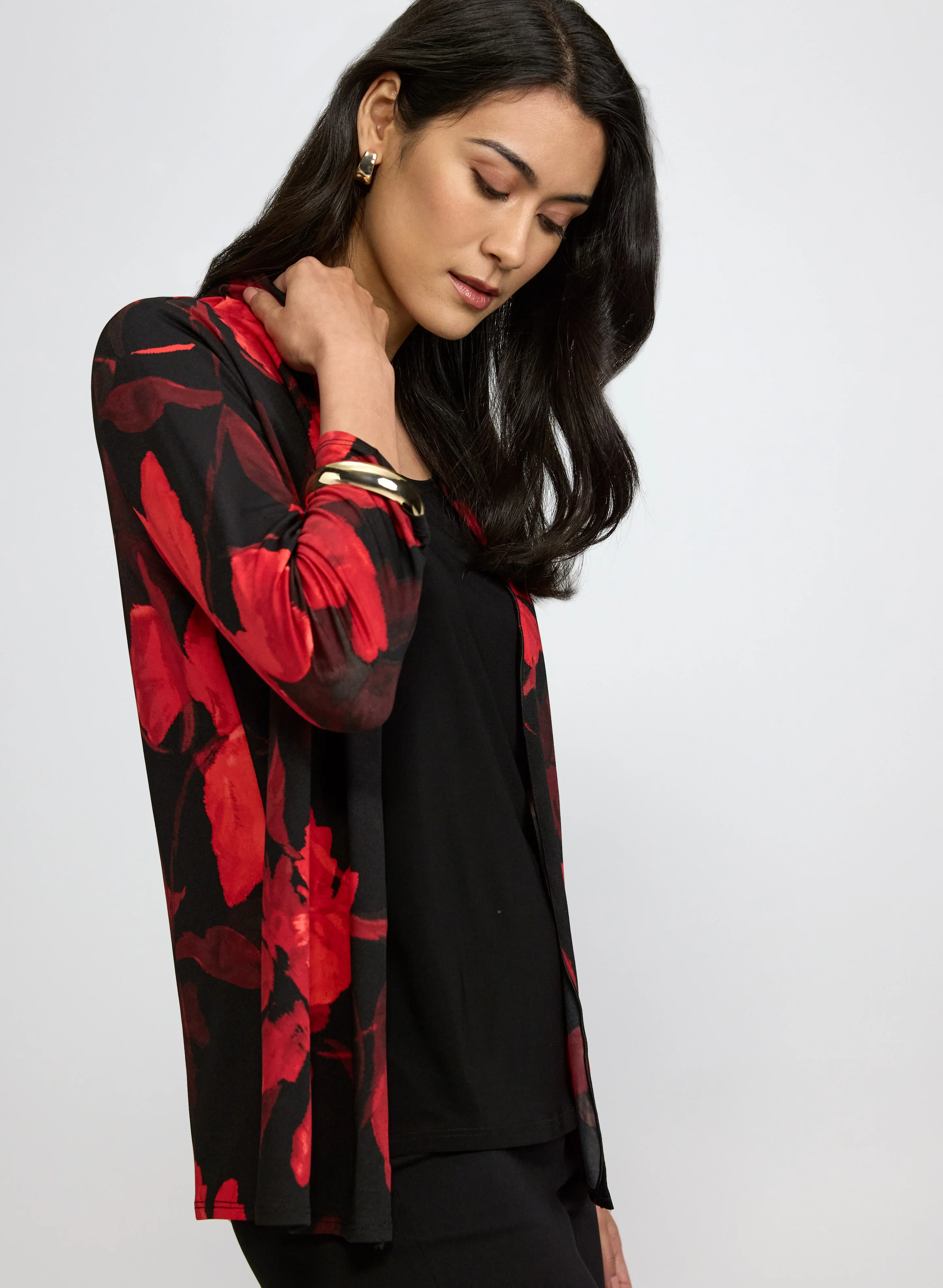 Floral & Solid Jersey Illusion Top - Image 4