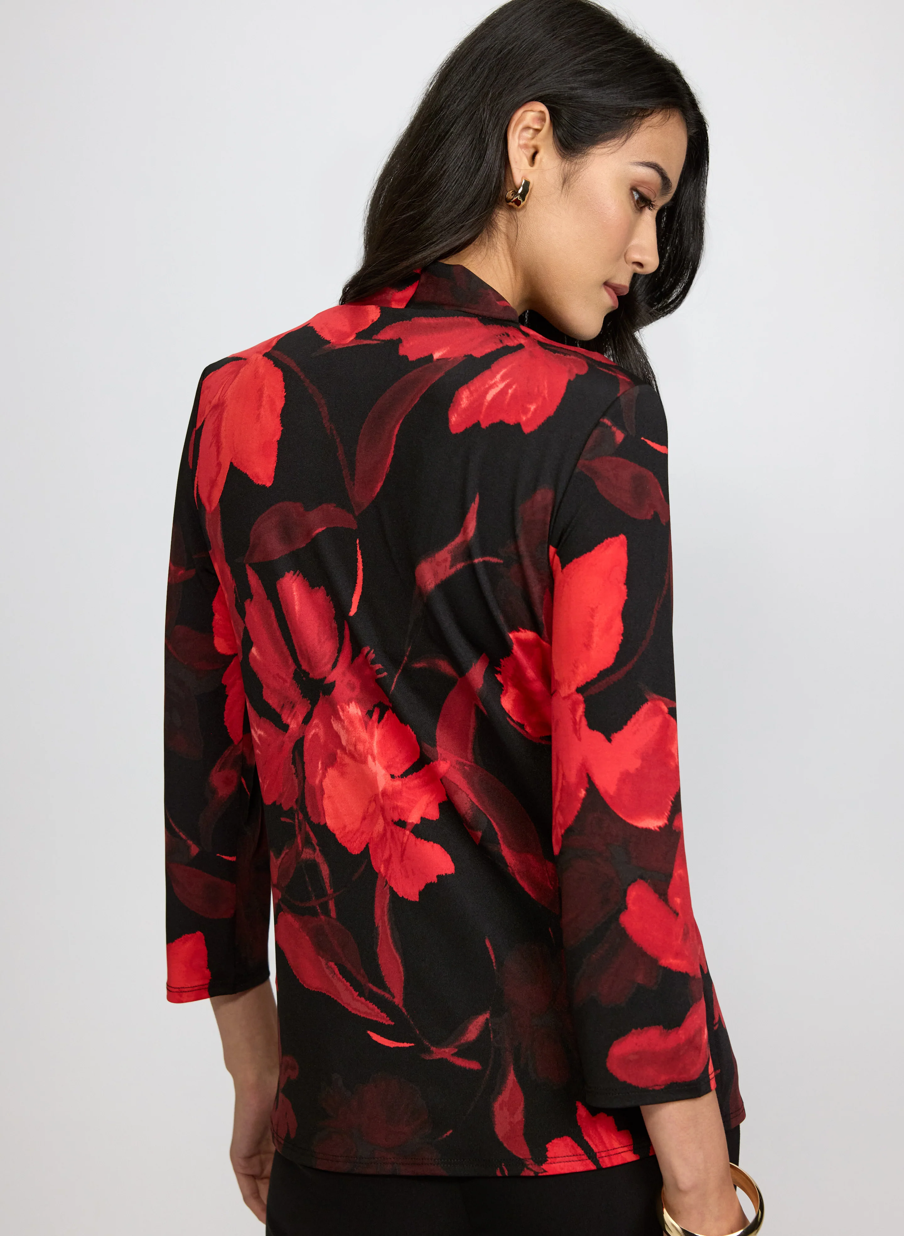 Floral & Solid Jersey Illusion Top - Image 5