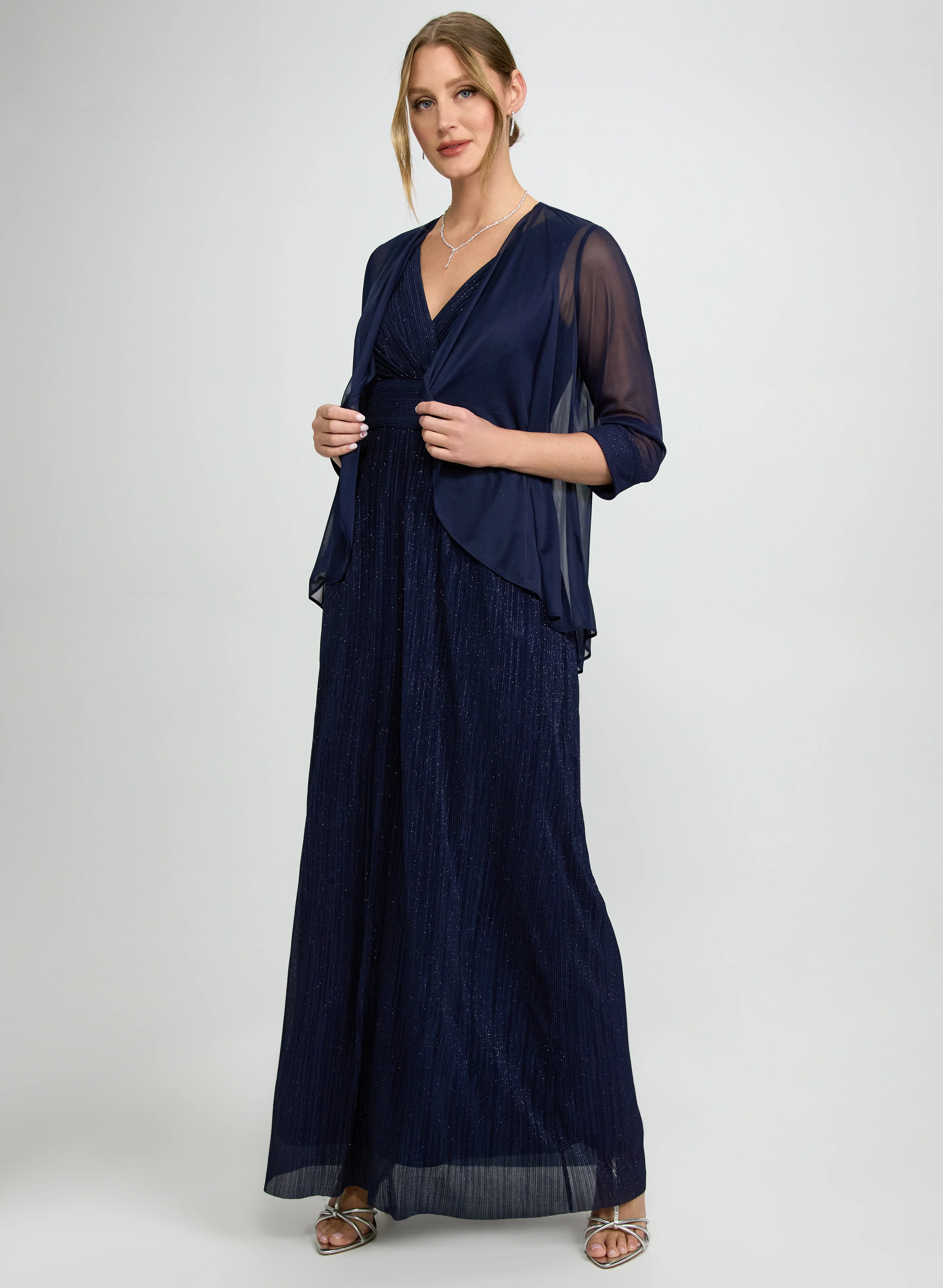 Glitter Dress & Chiffon Jacket Set