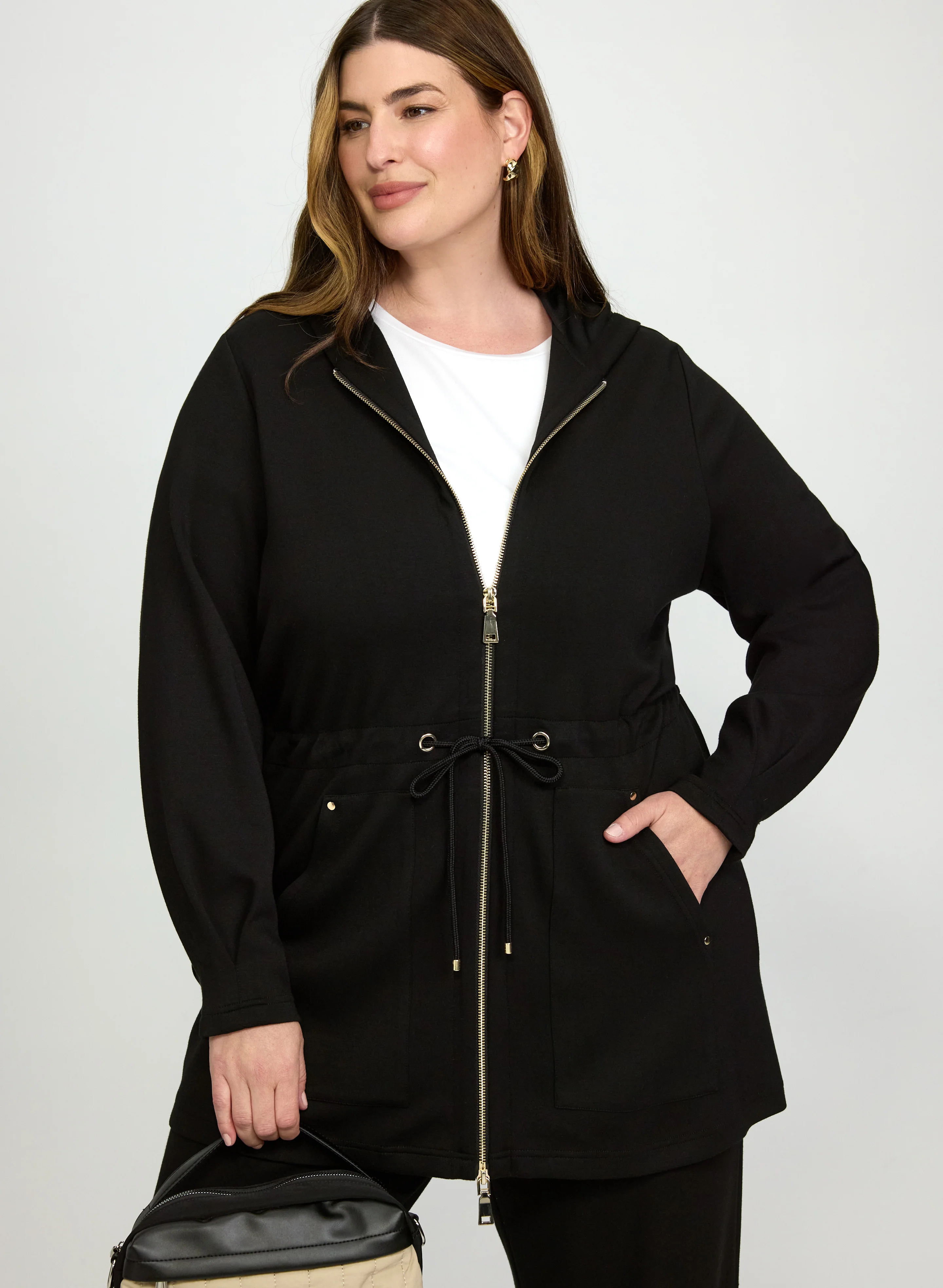 Hooded Zip Front Top