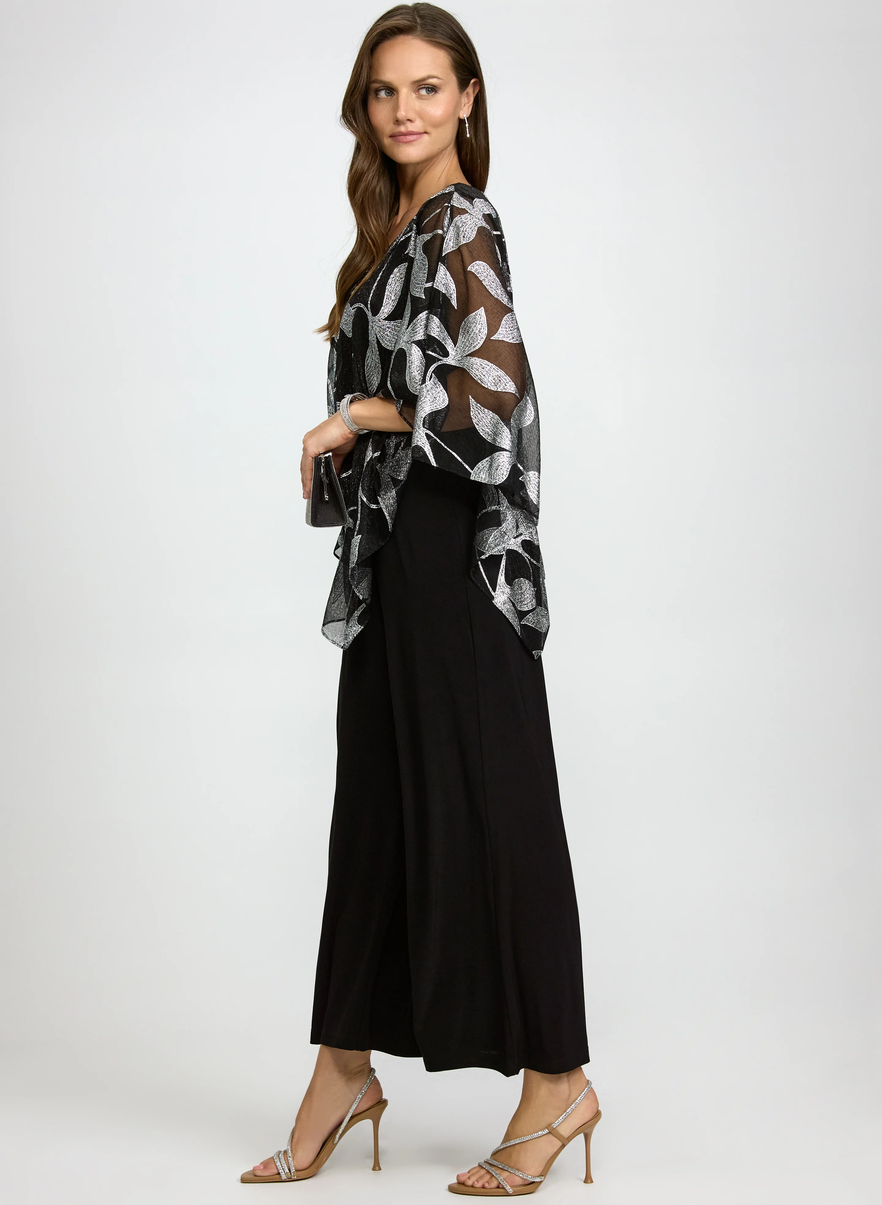 Leaf Print Capelet Jumpsuit - Image 2