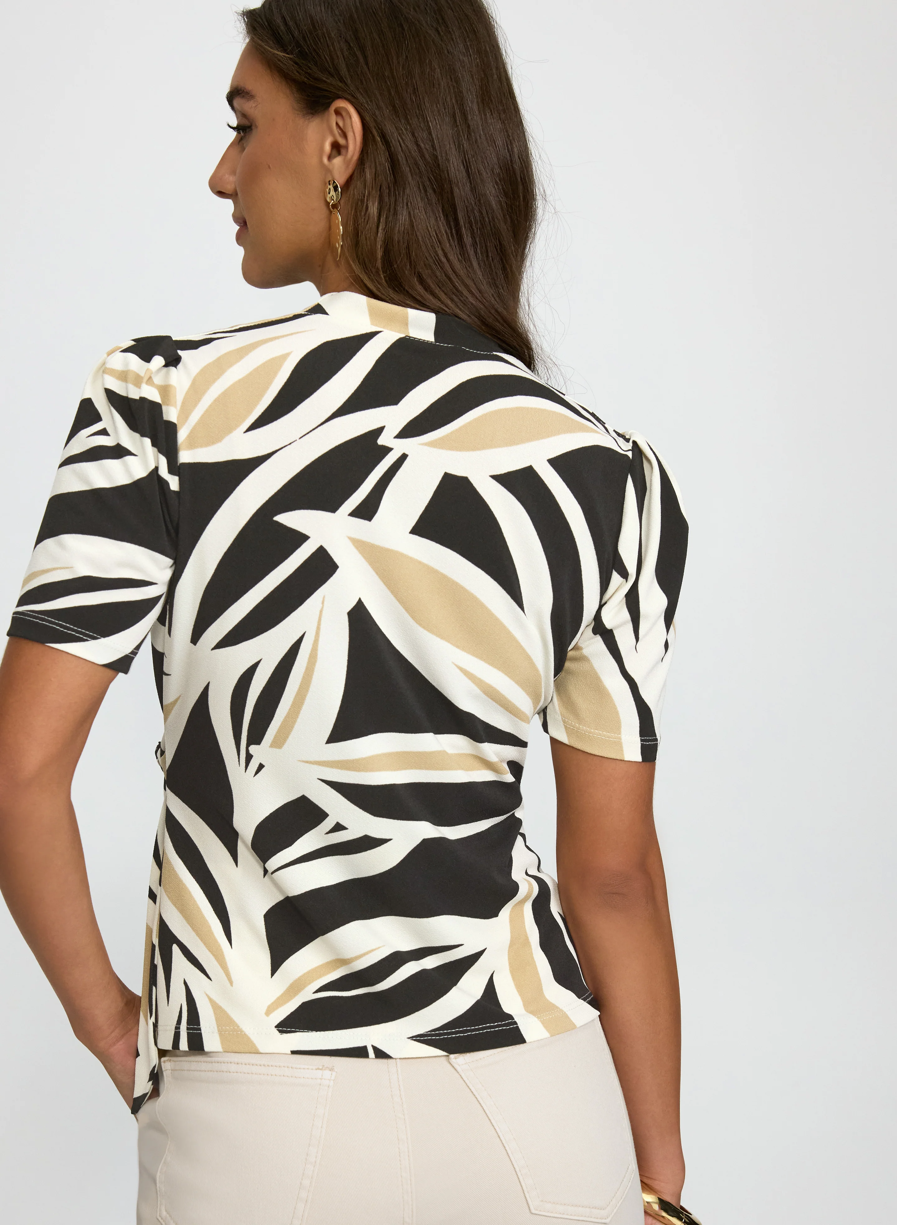 Leaf Print Wrap Top - Image 5
