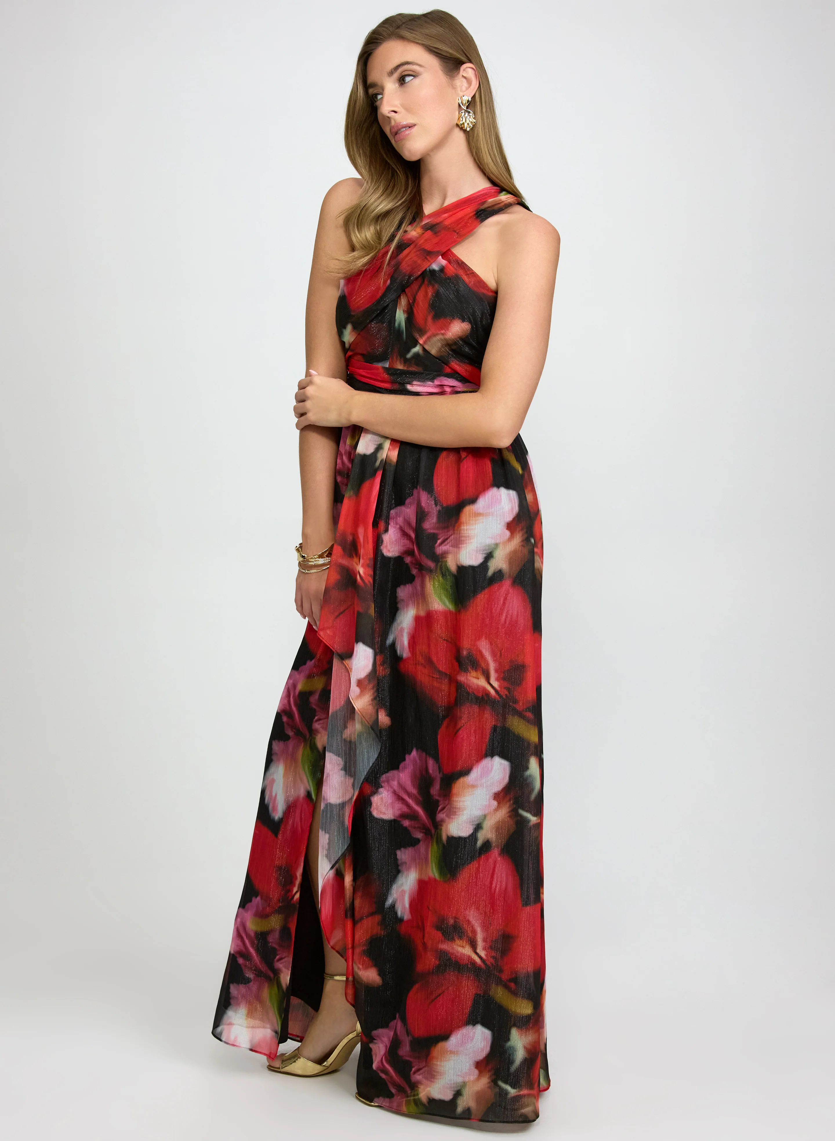 Metallic Floral Dress - Image 3