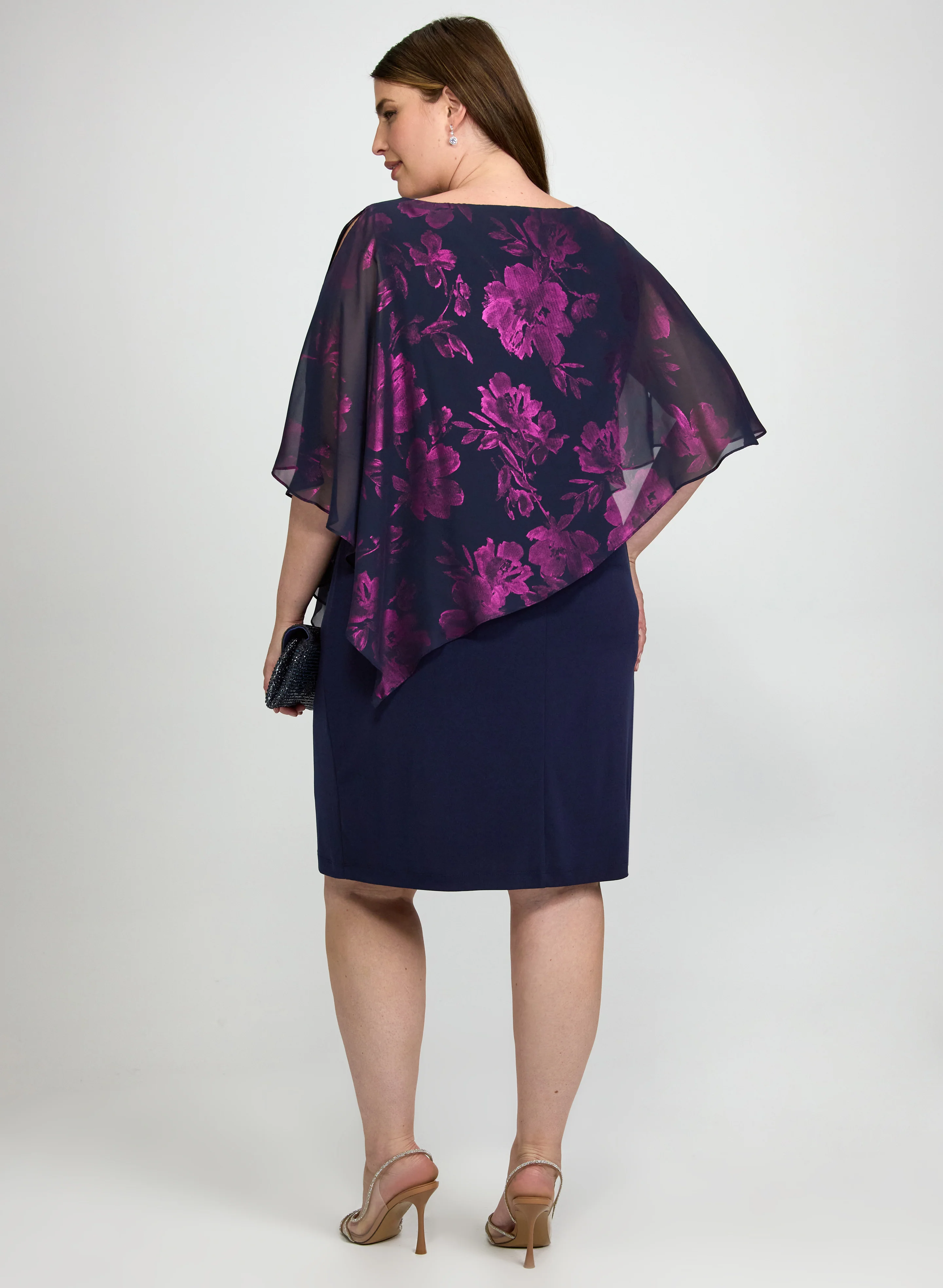 Metallic Floral Overlay Dress - Image 4