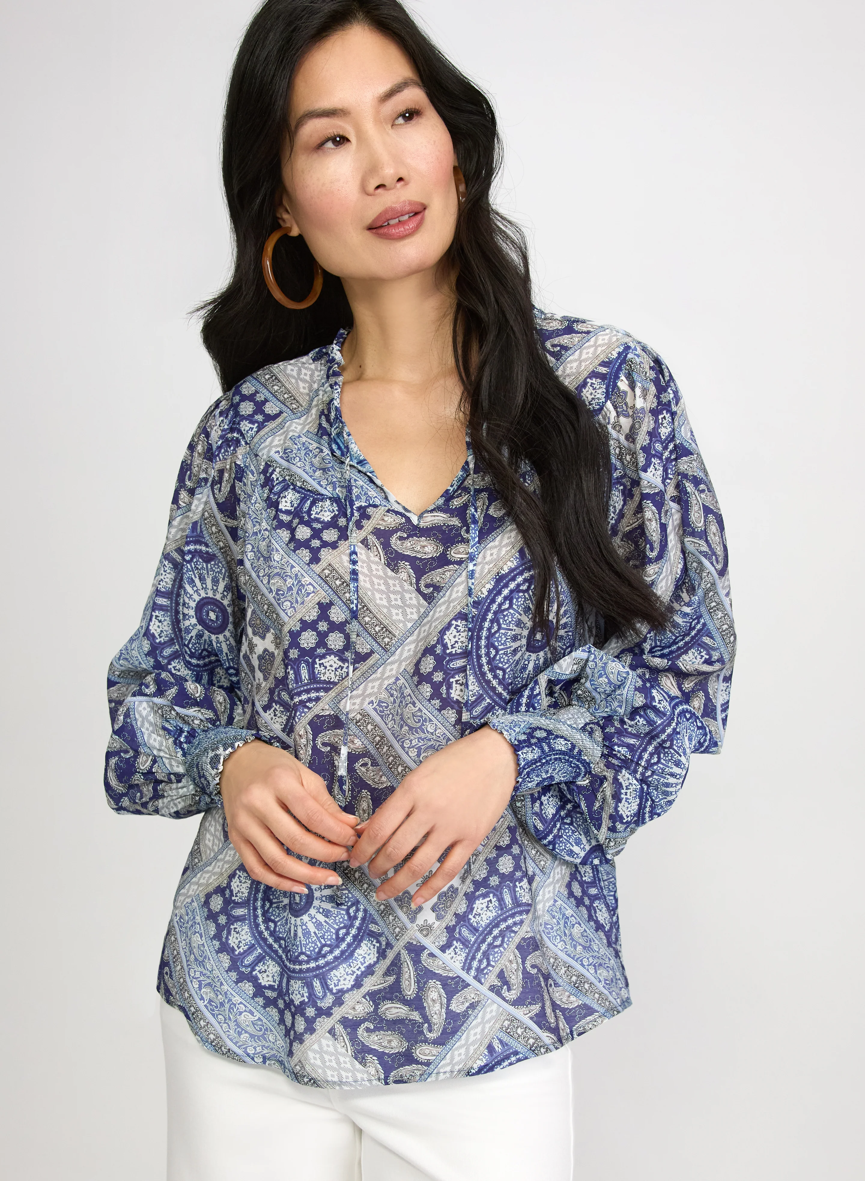 Paisley Cotton-Blend Blouse