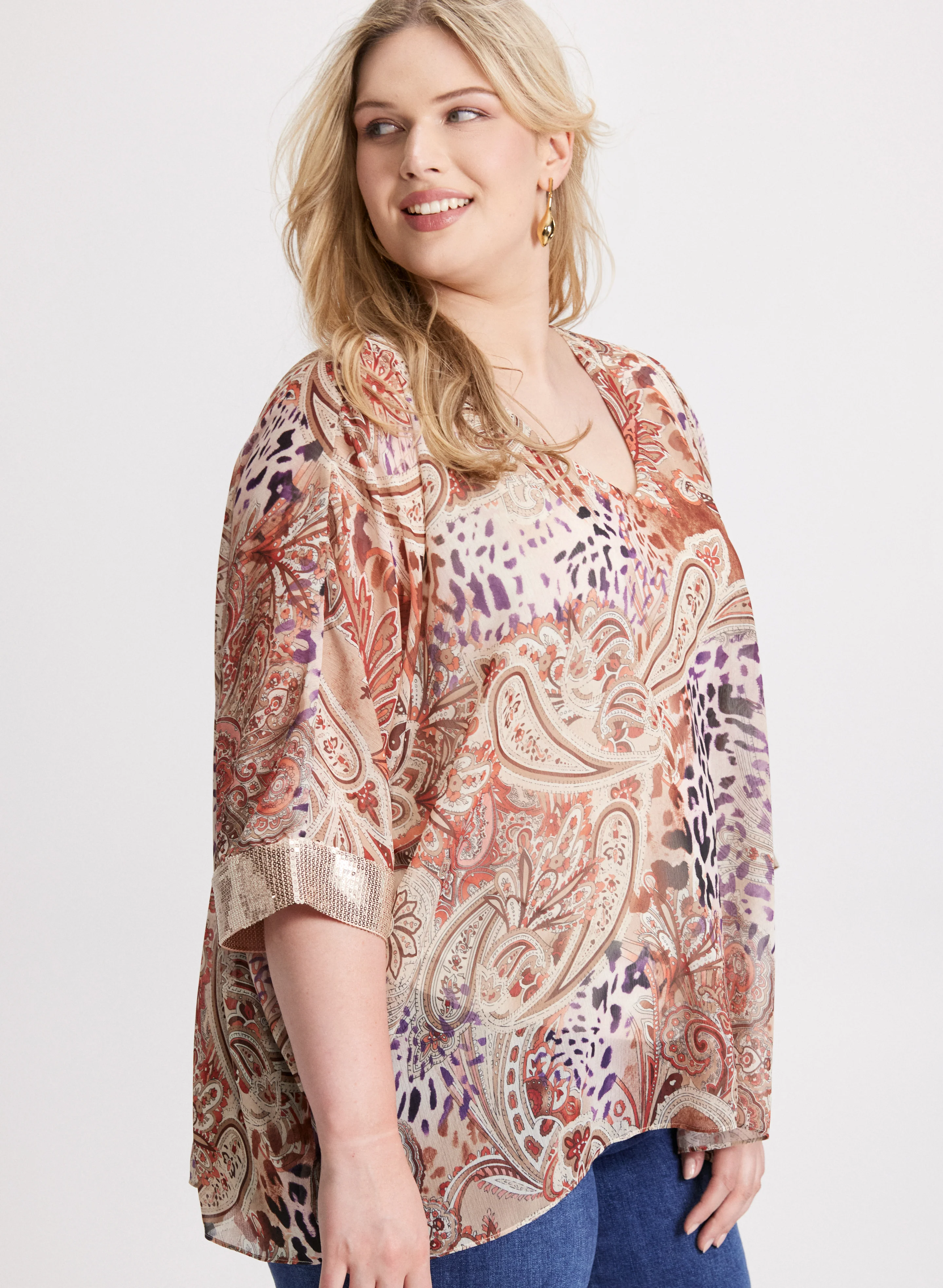 Paisley Print V-Neck Blouse - Image 2