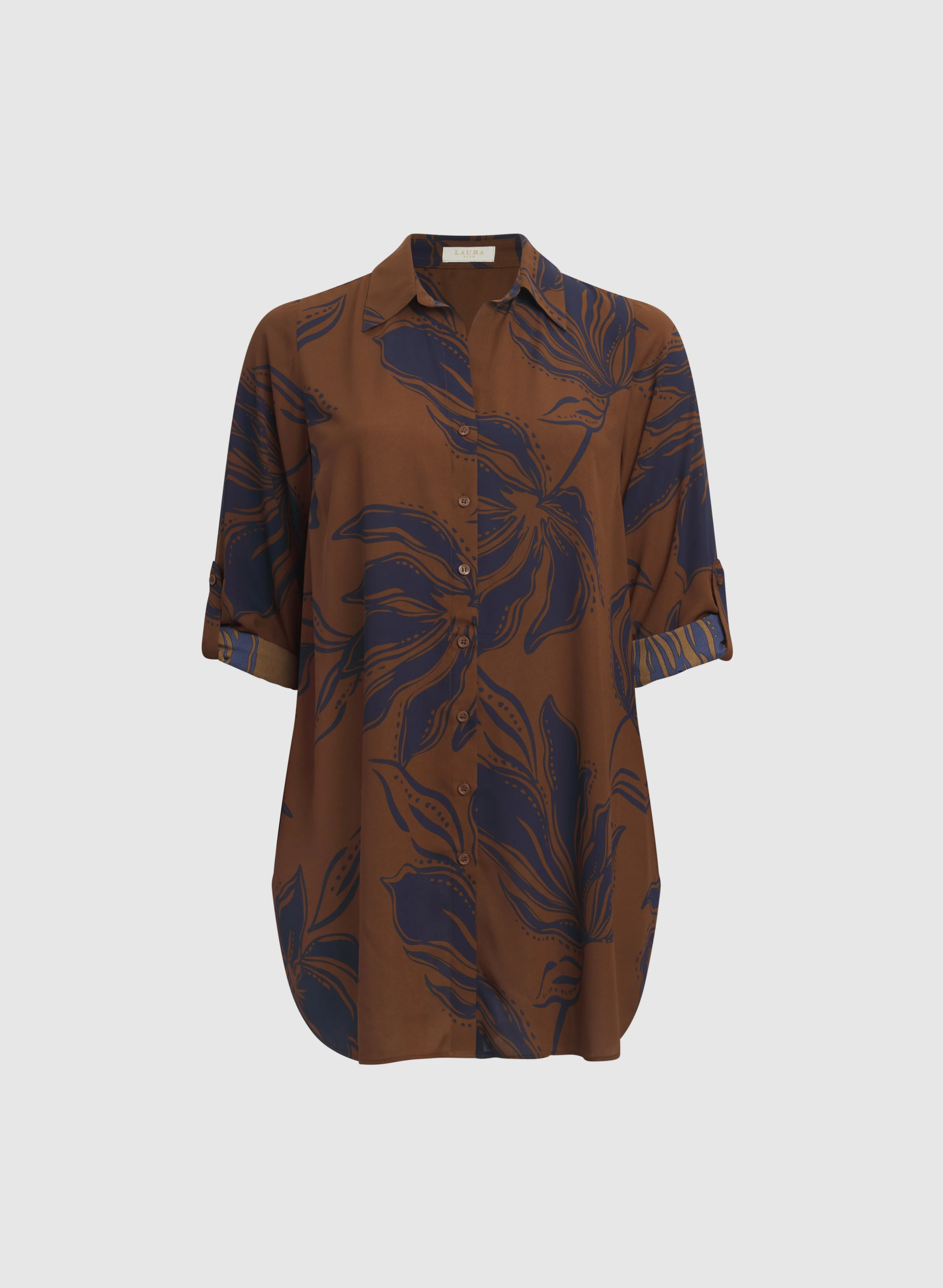 Patterned Tunic Button-Down Blouse - Image 6