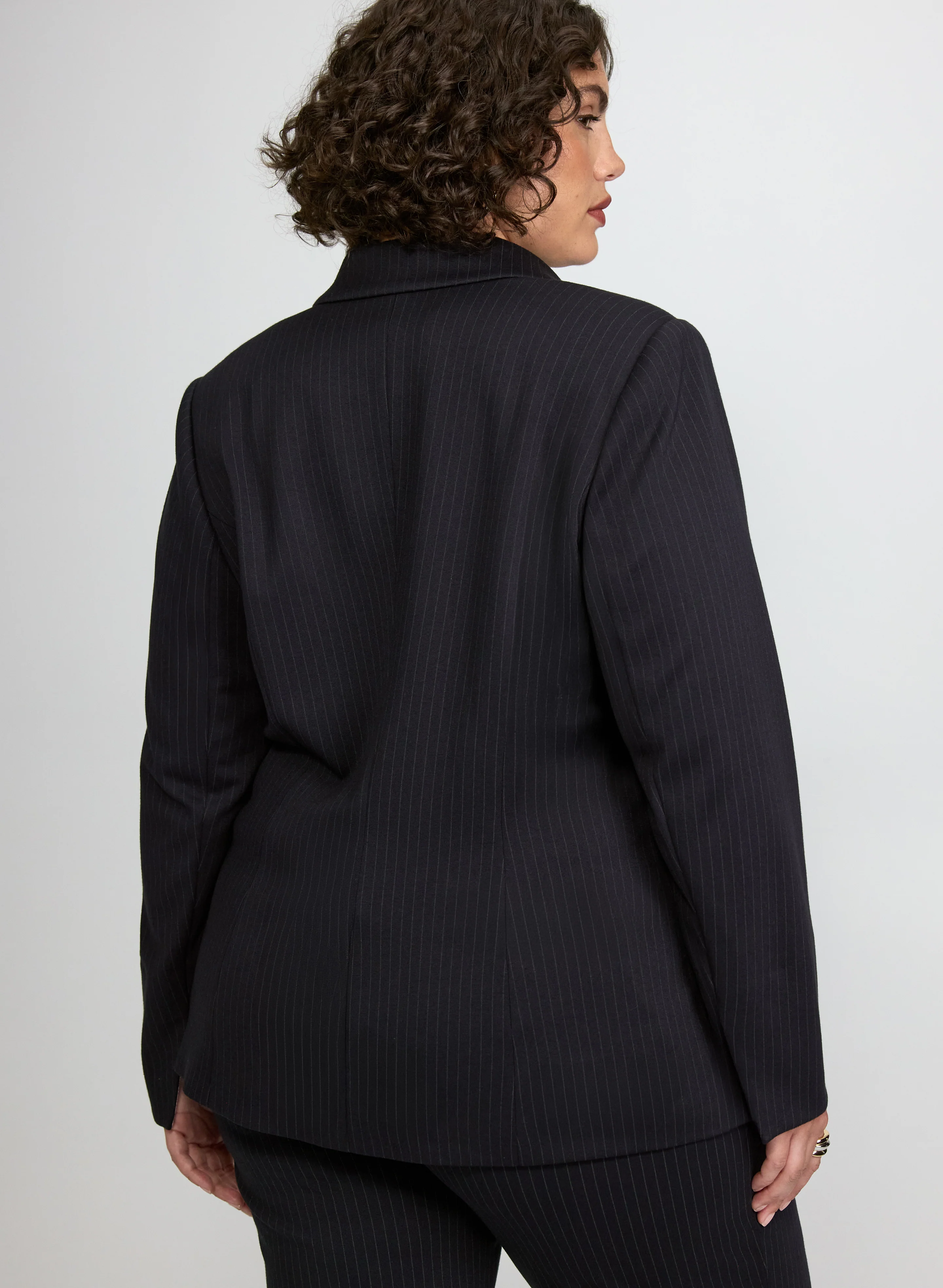 Pinstripe Peaked Lapel Blazer - Image 3