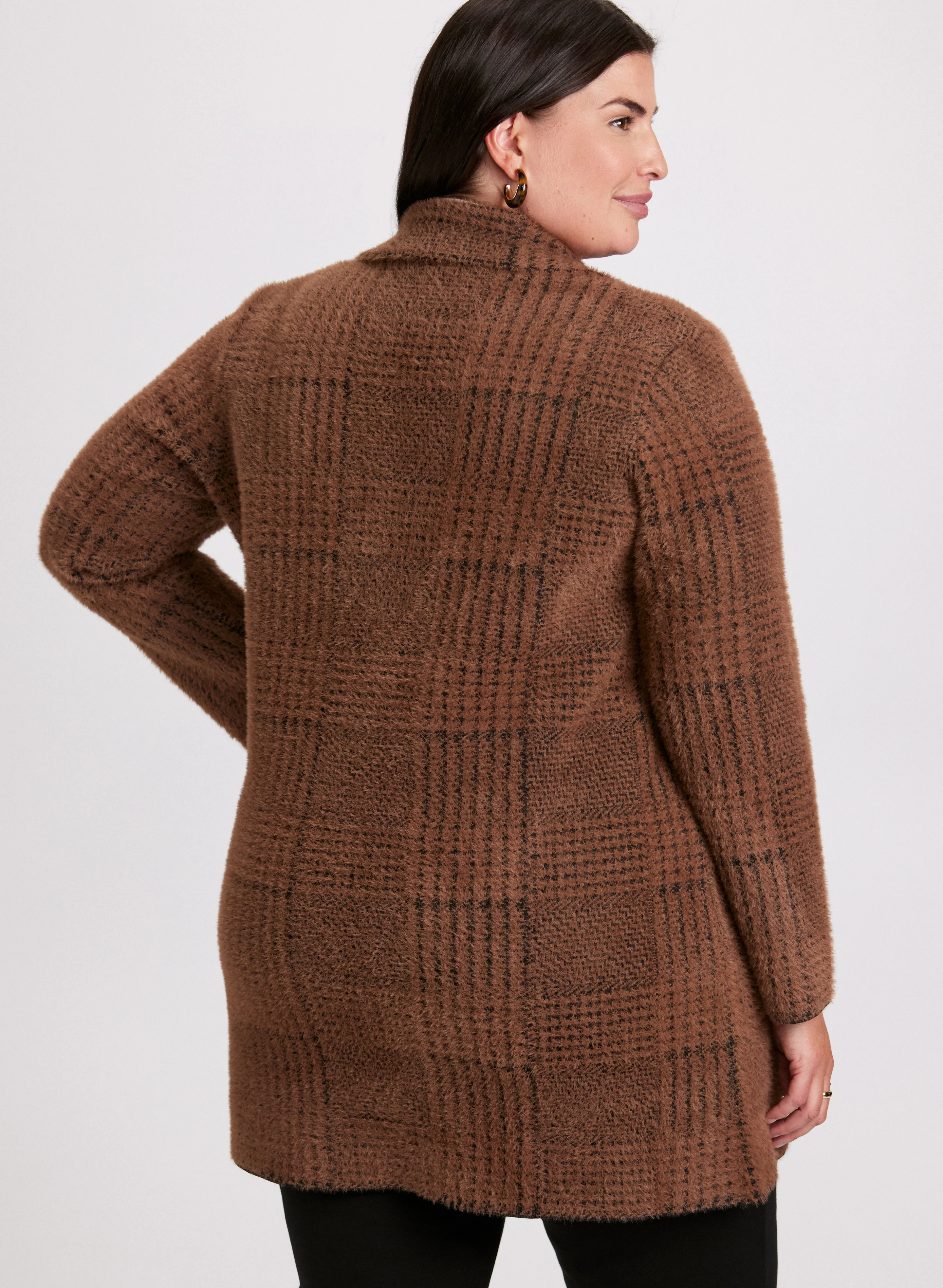 Plaid Print Coatigan - Image 4