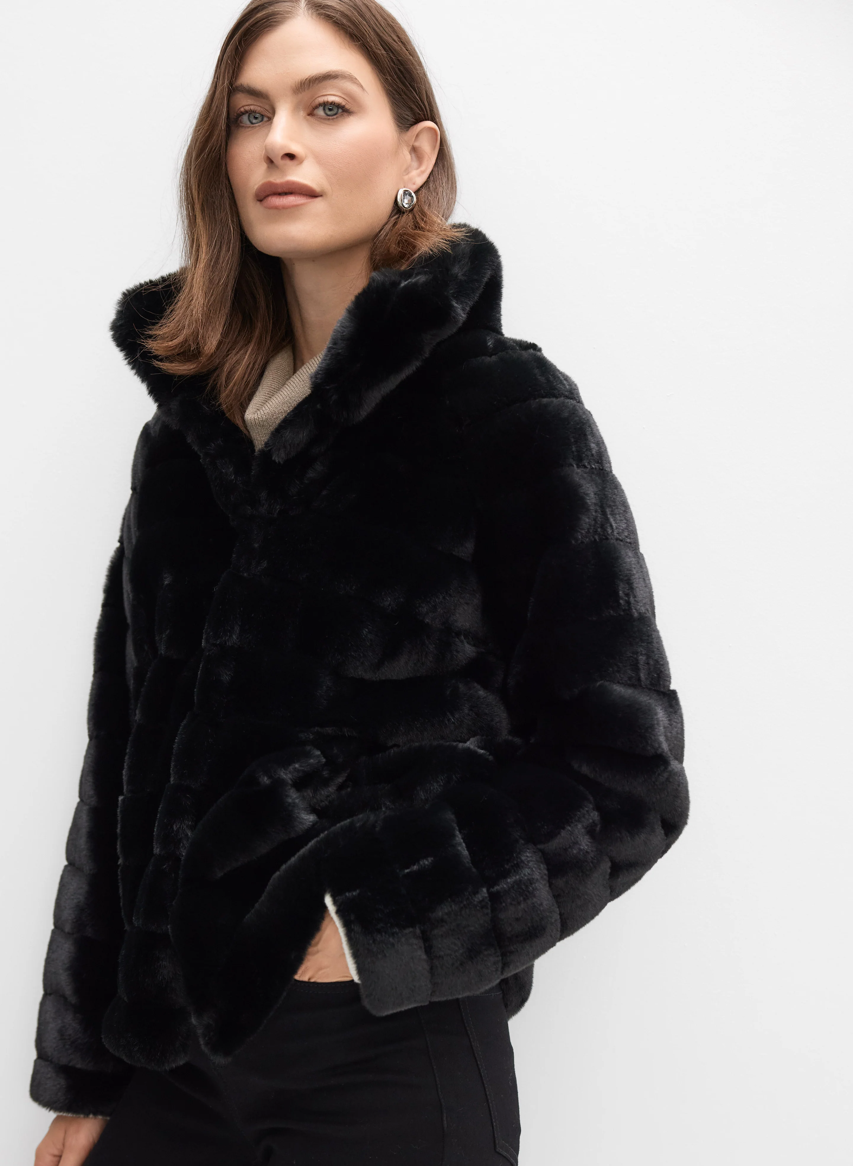 Ribbed Faux Fur Coat - Image 3