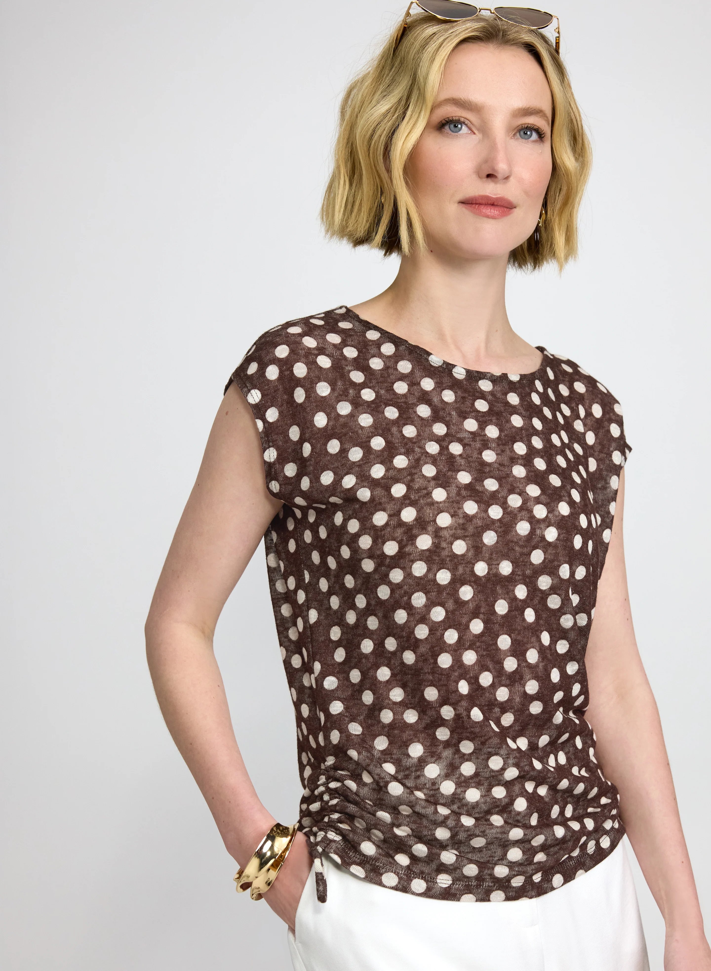 Ruched Polka Dot Top