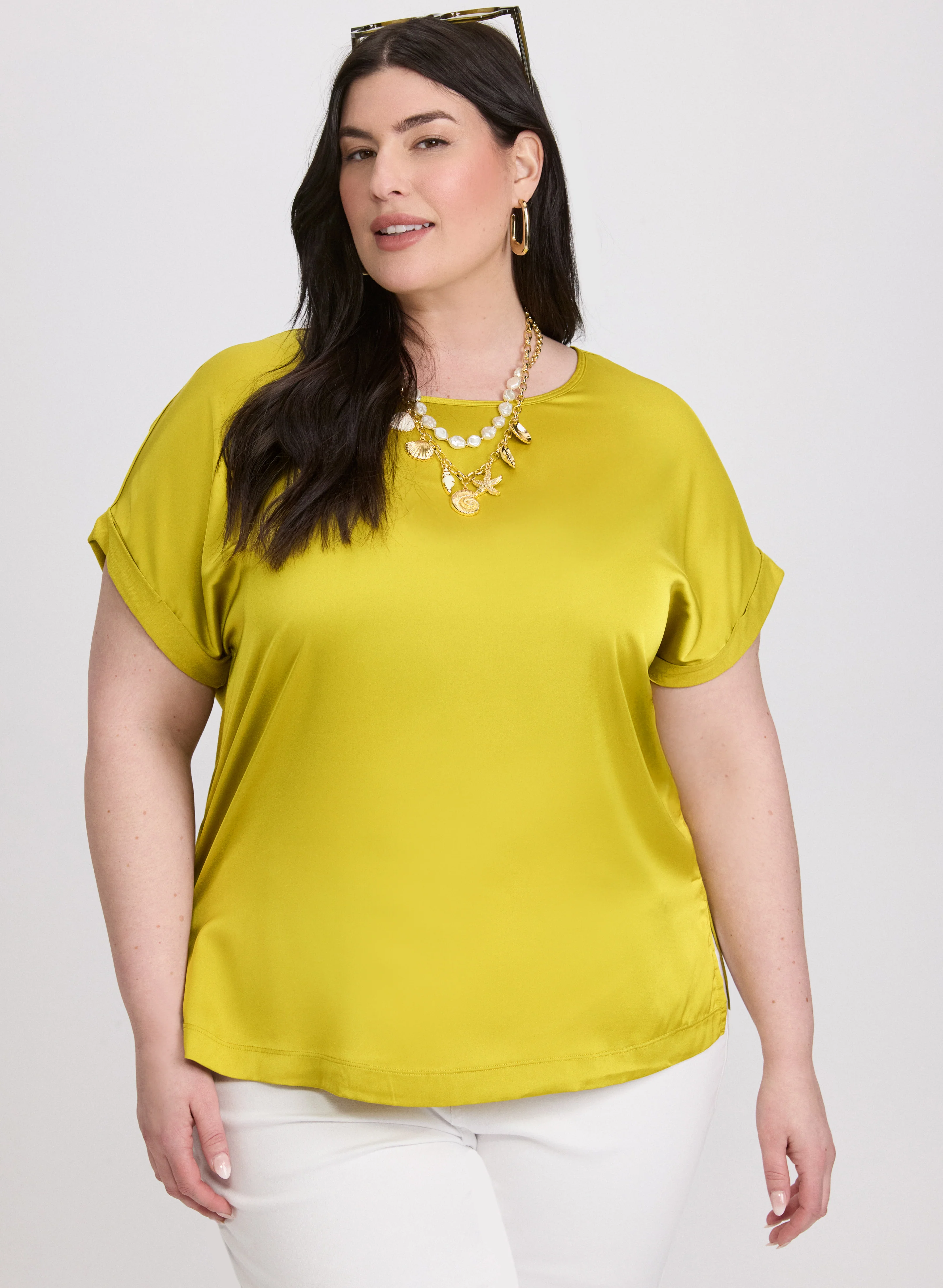 Satin Drop Shoulder Top