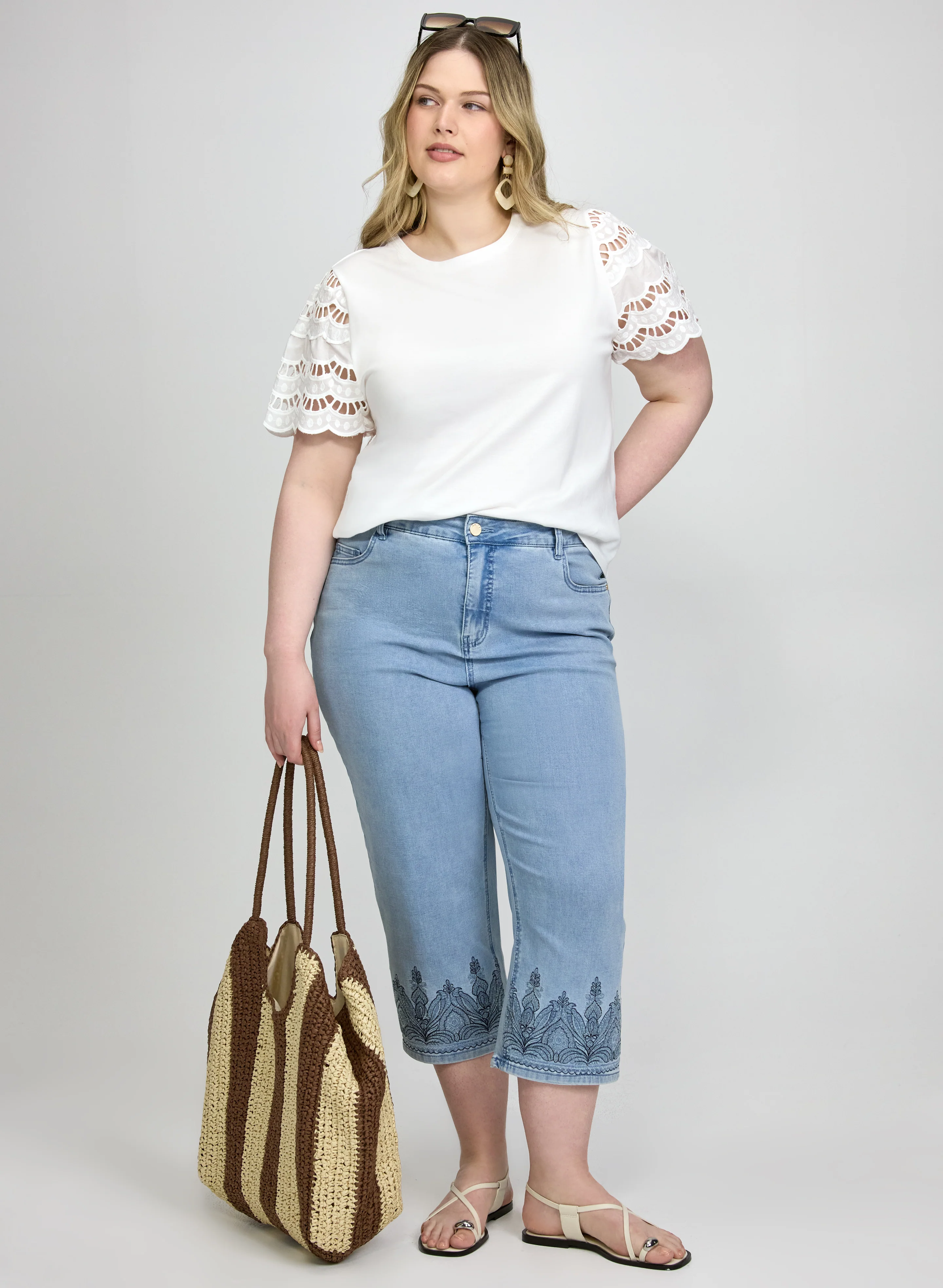 Scalloped Cotton-Blend T-Shirt - Image 3