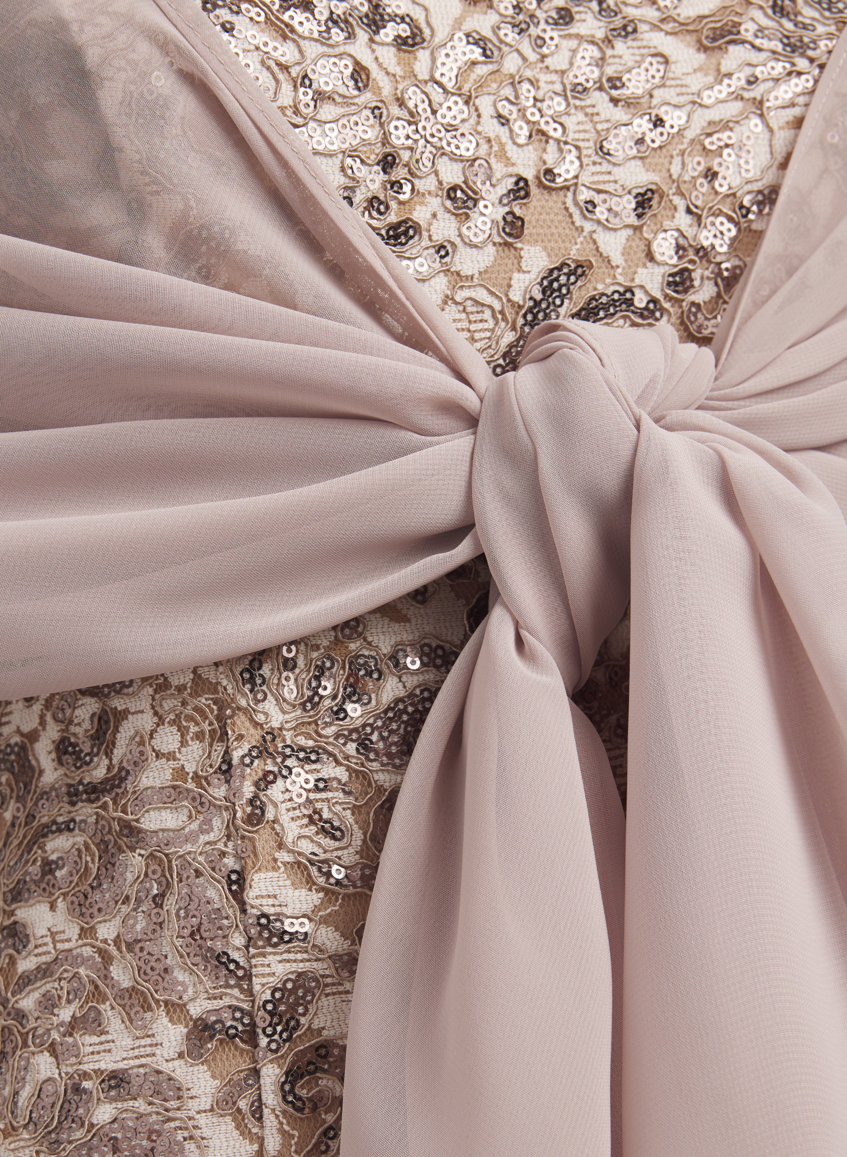 Sequin Dress & Chiffon Shawl Set - Image 7