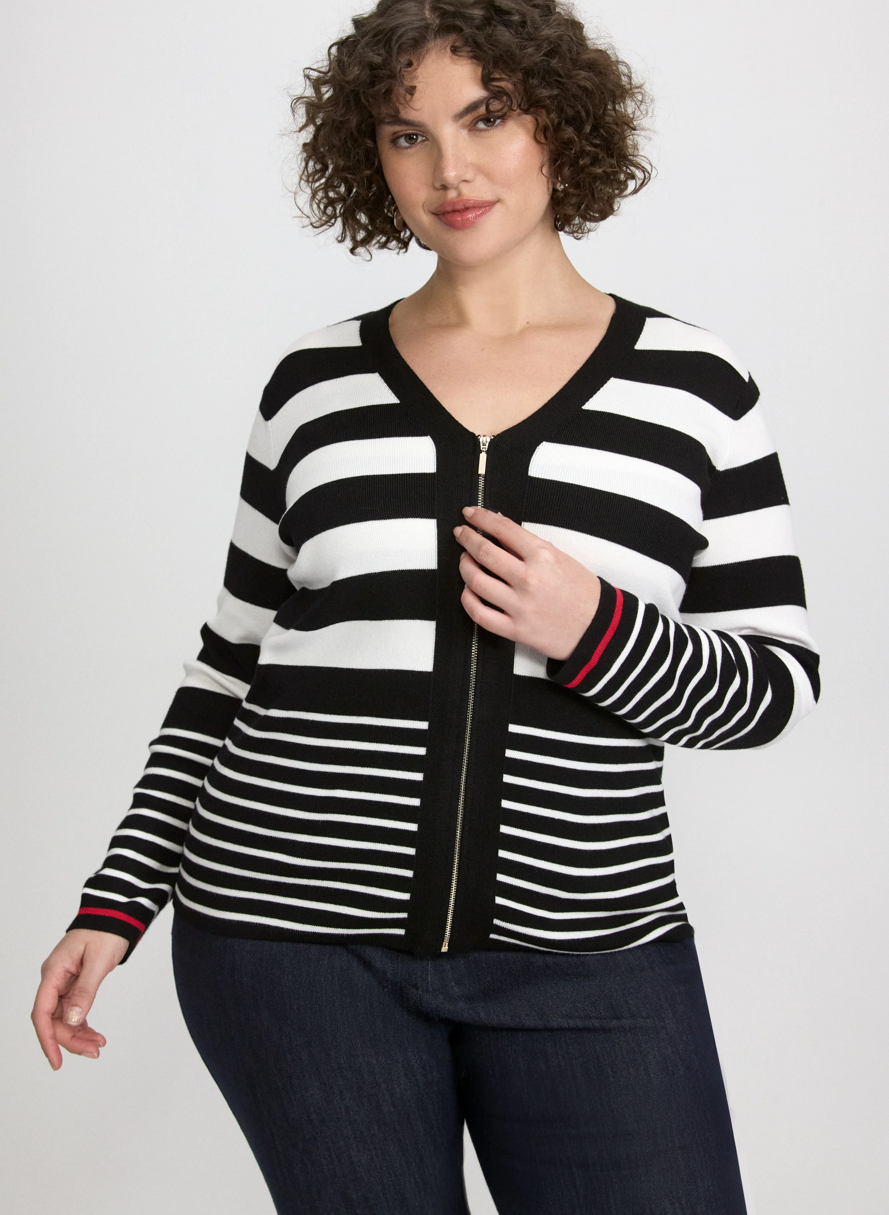 Stripe Zip Cardigan