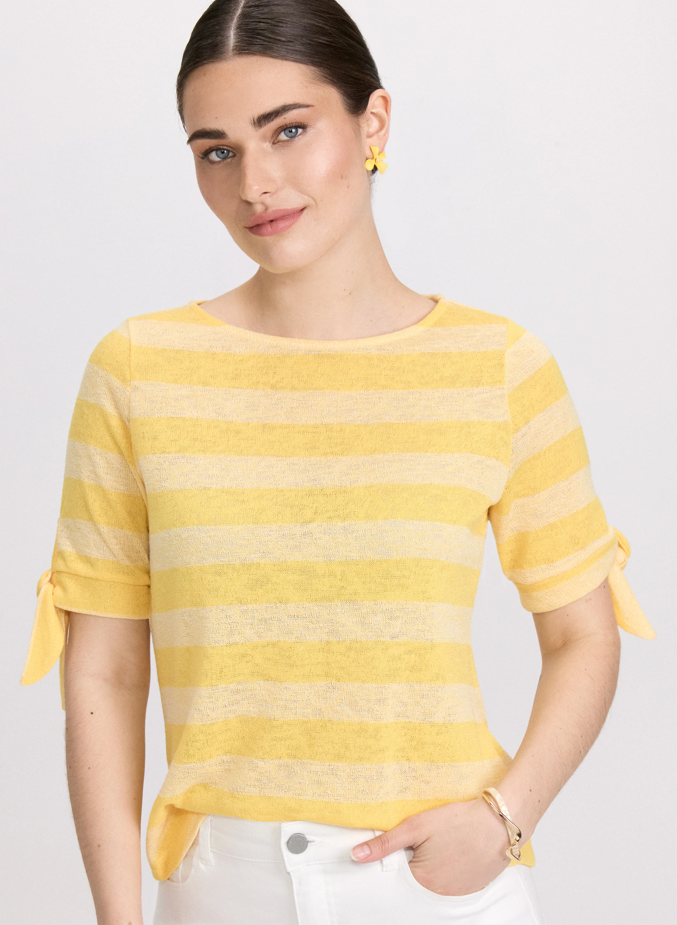 Striped Short Sleeve Sweater