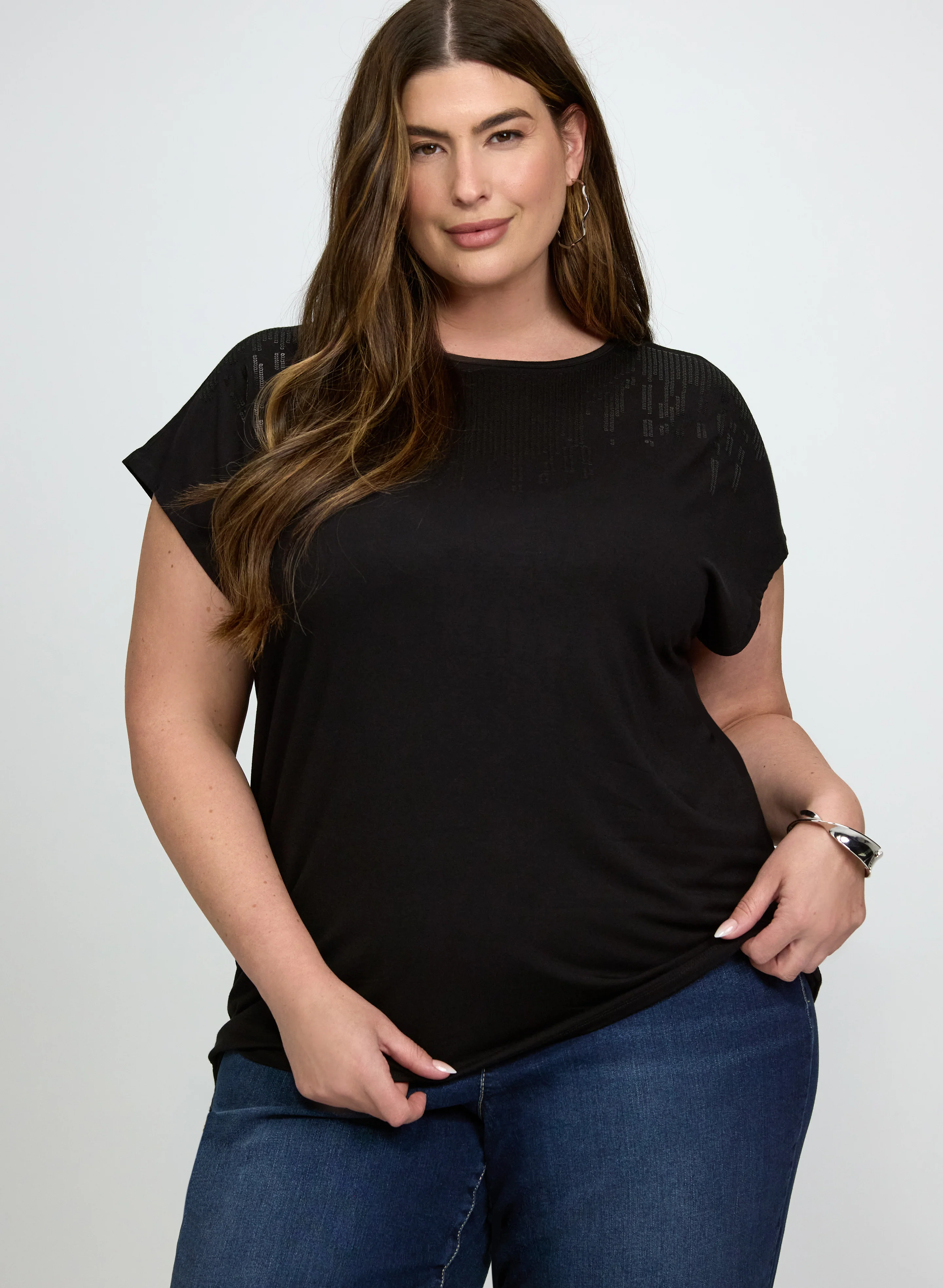 Tonal Sequined T-Shirt - Image 5