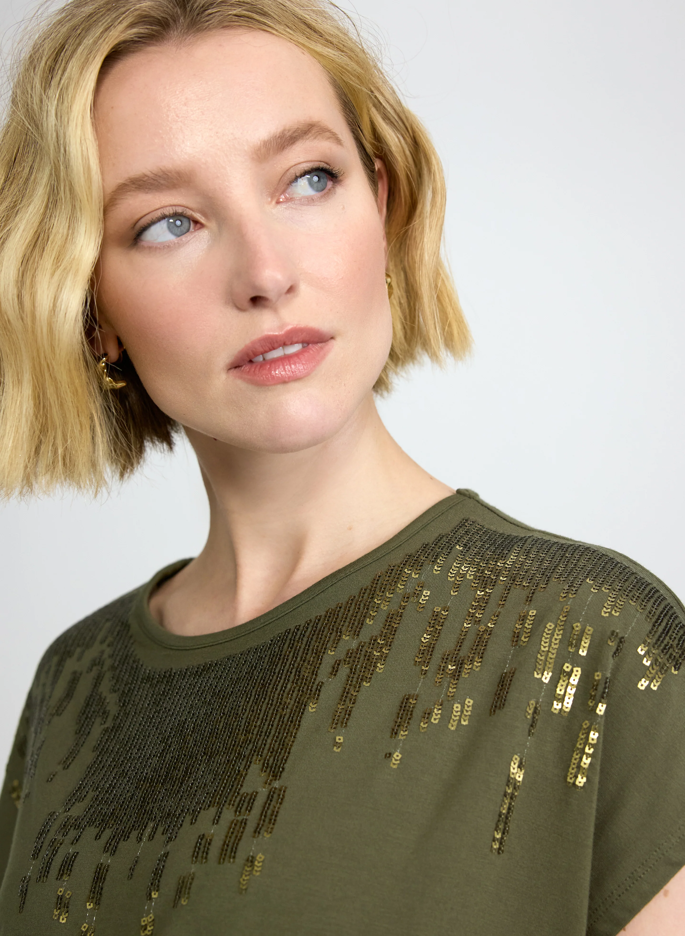 Tonal Sequined T-Shirt - Image 2