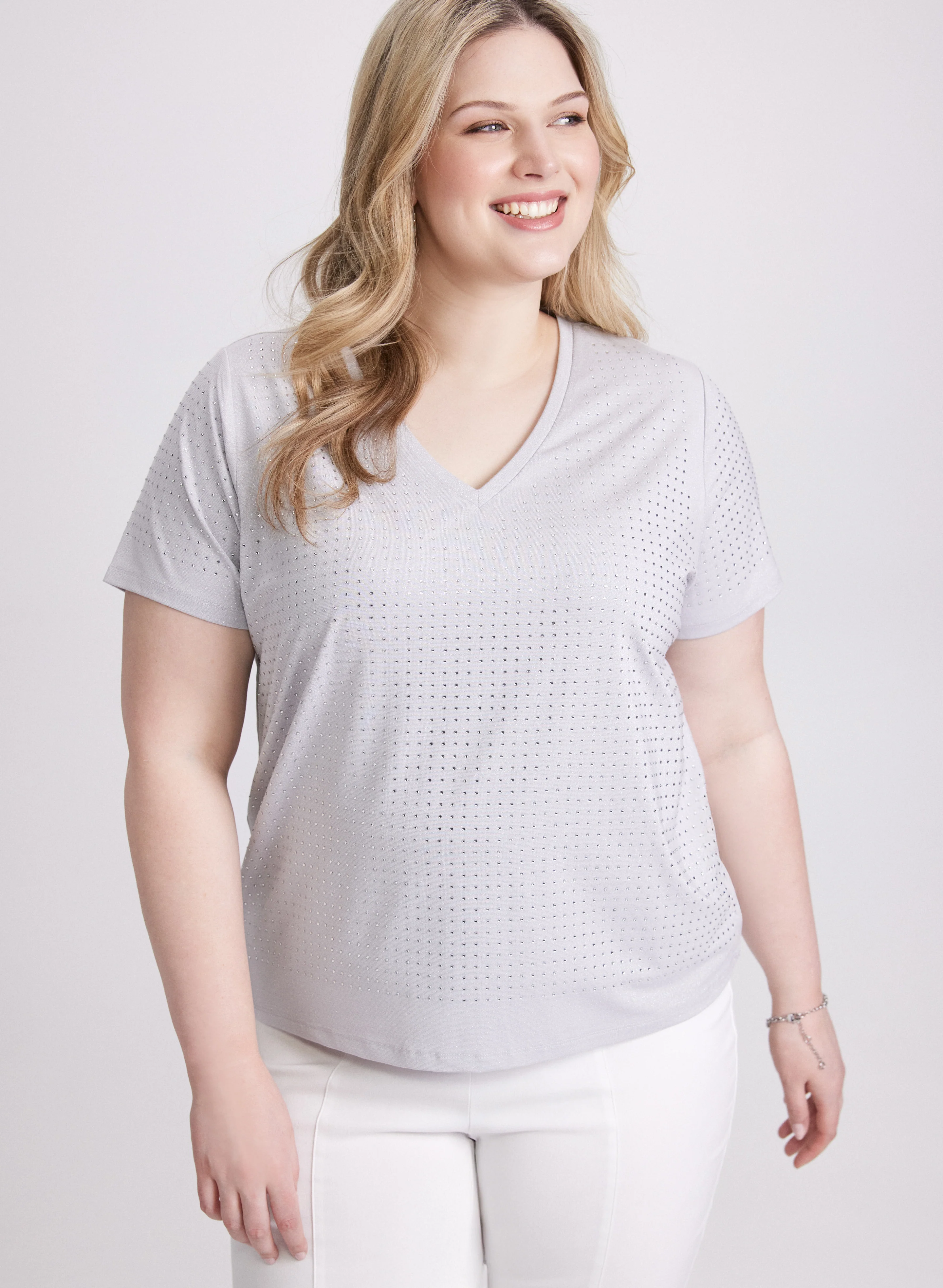 Tonal Stone Embellished T-Shirt