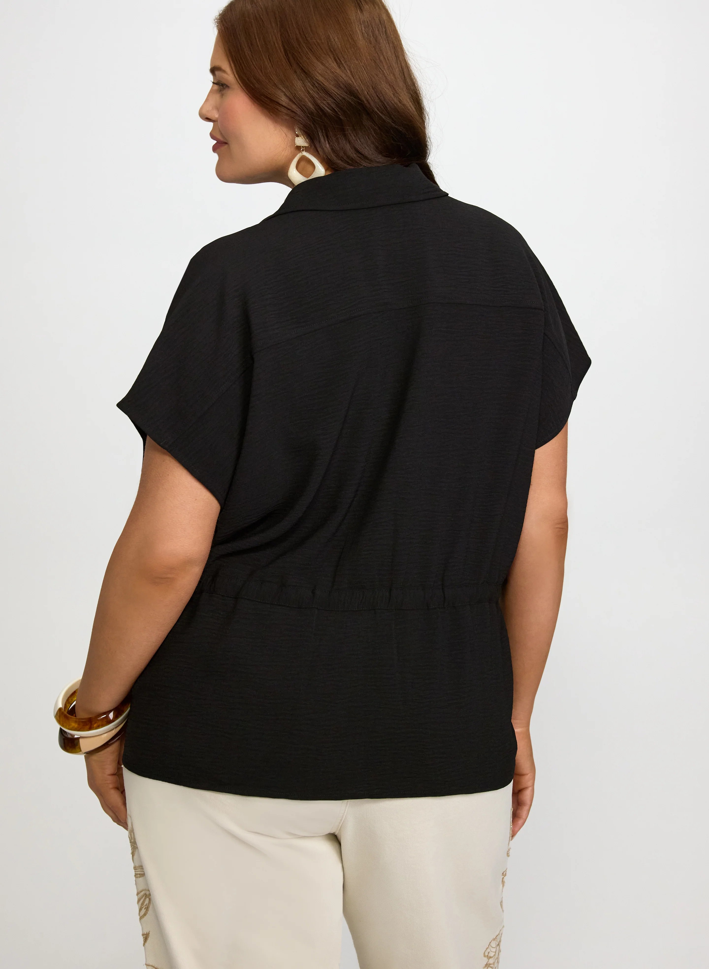 Zip Drawstring Blouse - Image 4
